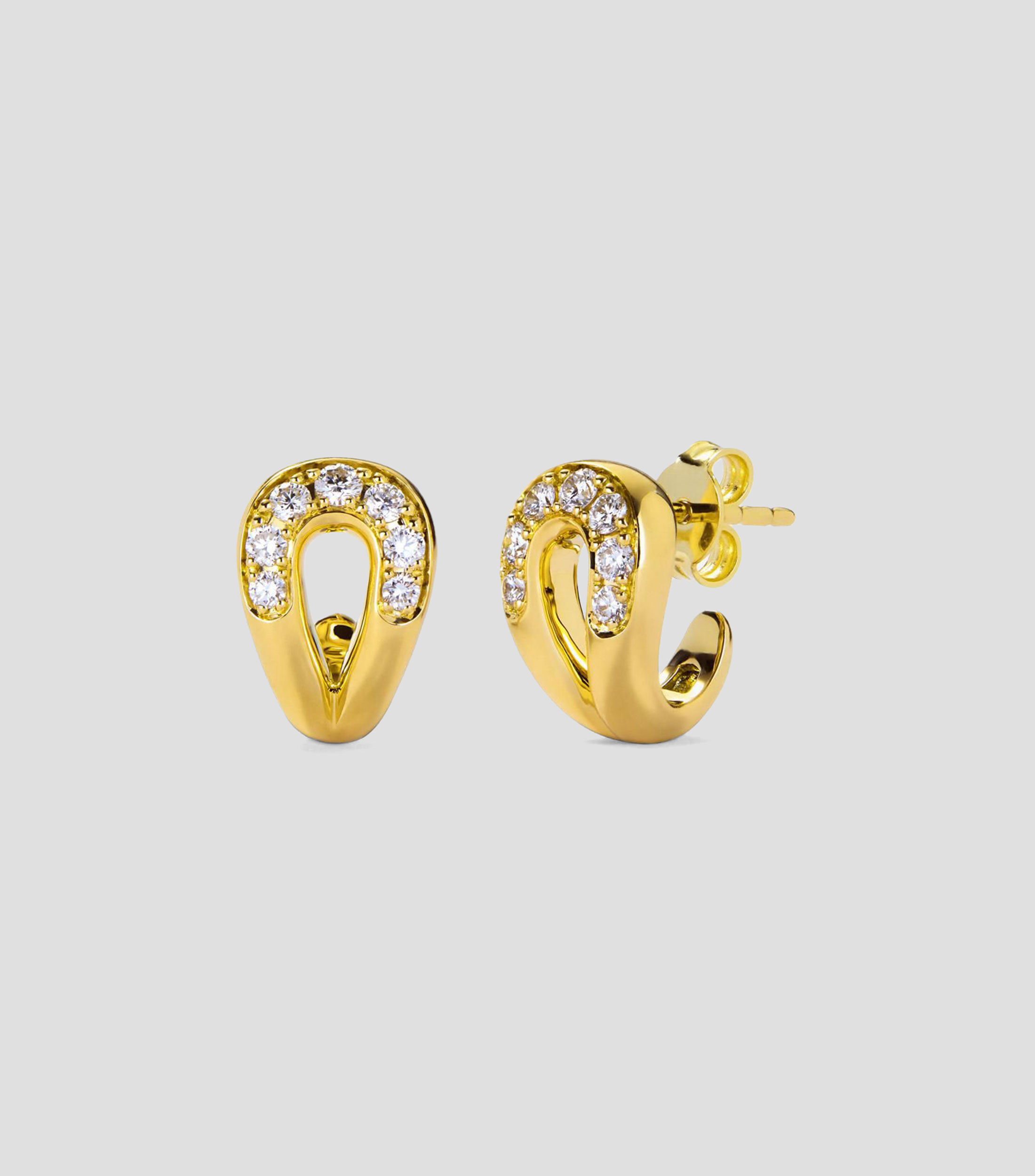 Aretes en Oro amarillo de 18 Kilates con diamantes eslabón Mujer