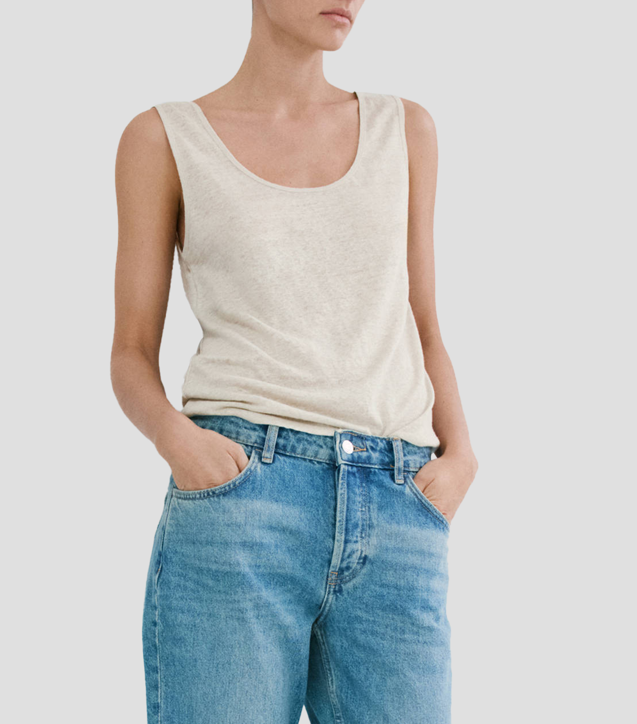 Blusa jaspeada sin mangas Mujer