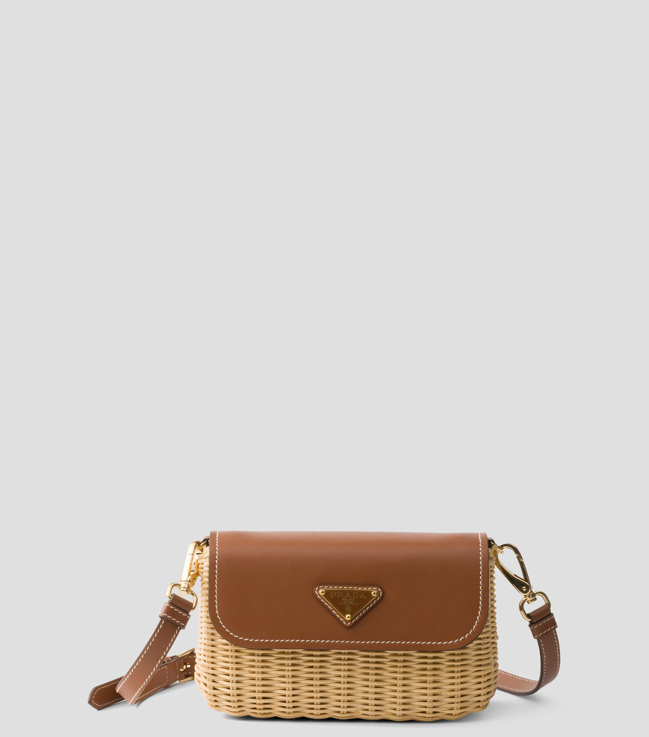 Bolsa pequeña de mimbre y cuero Mujer