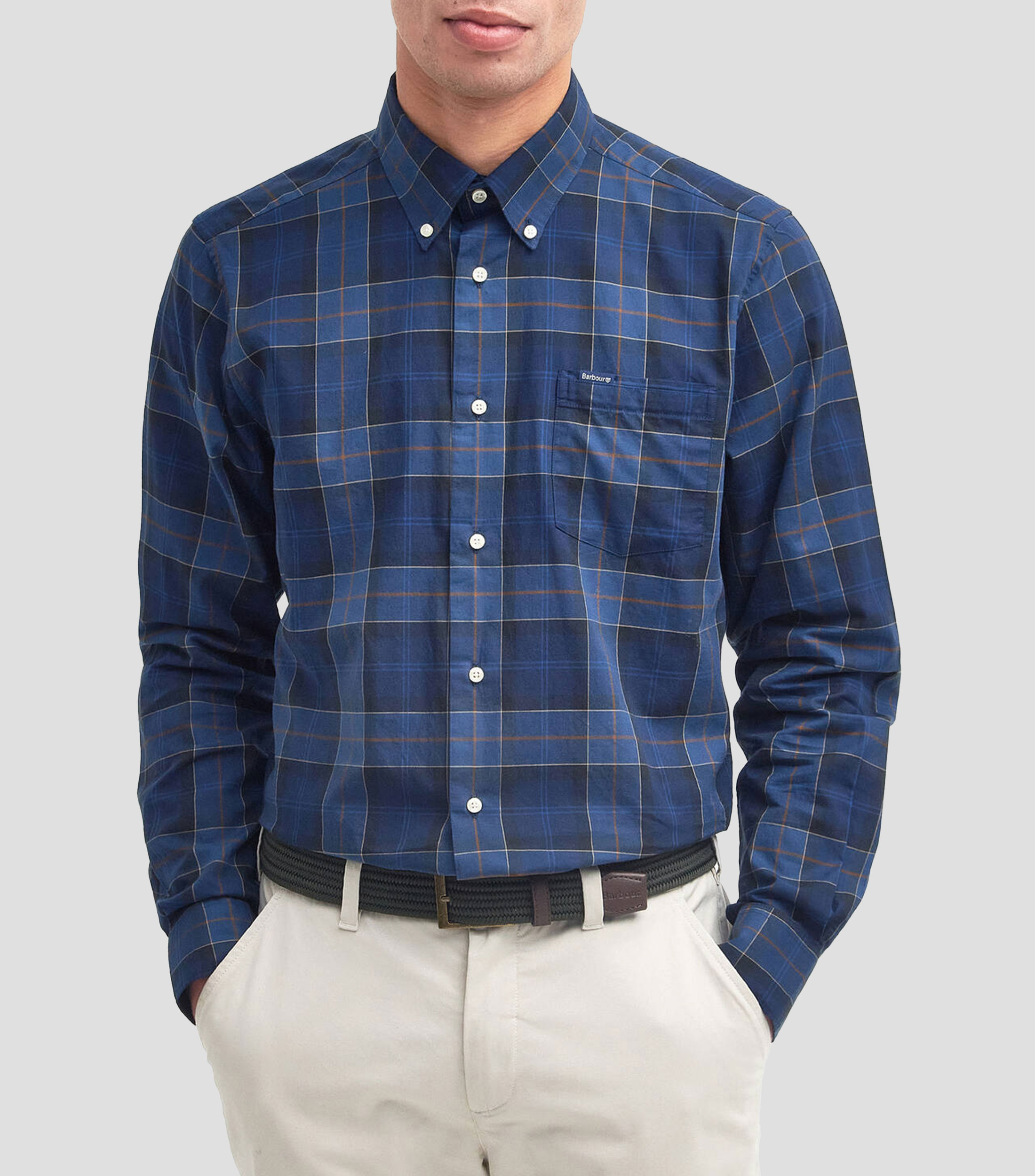 Camisa con cuadros manga larga Hombre