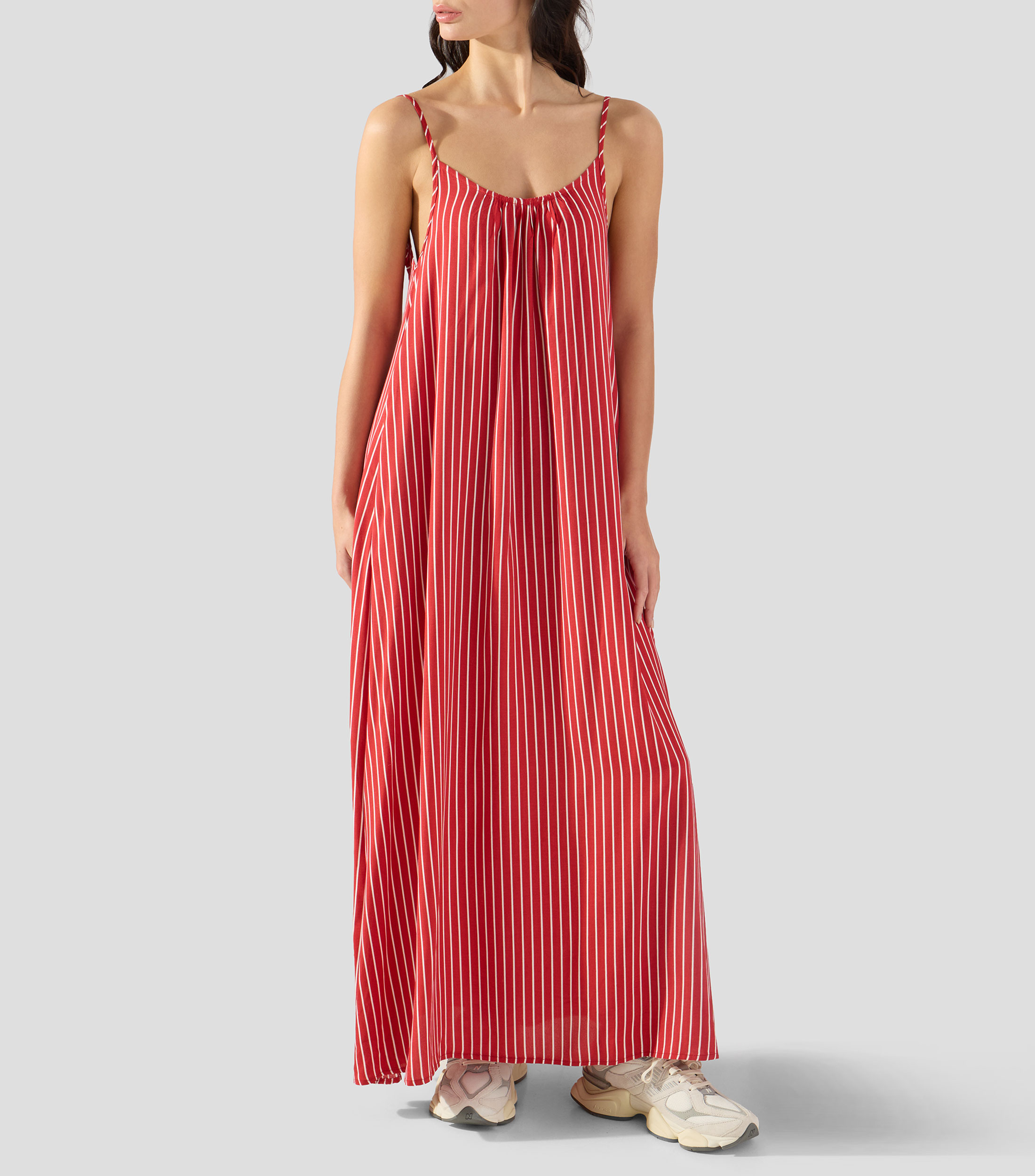 Vestido largo a rayas Mujer