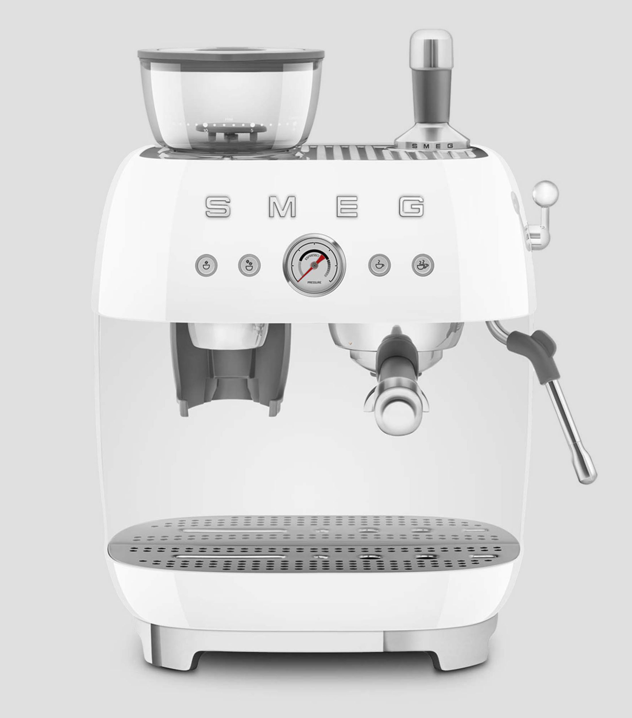 Cafetera EGF03WHUS para 10 tazas blanca en acero inoxidable