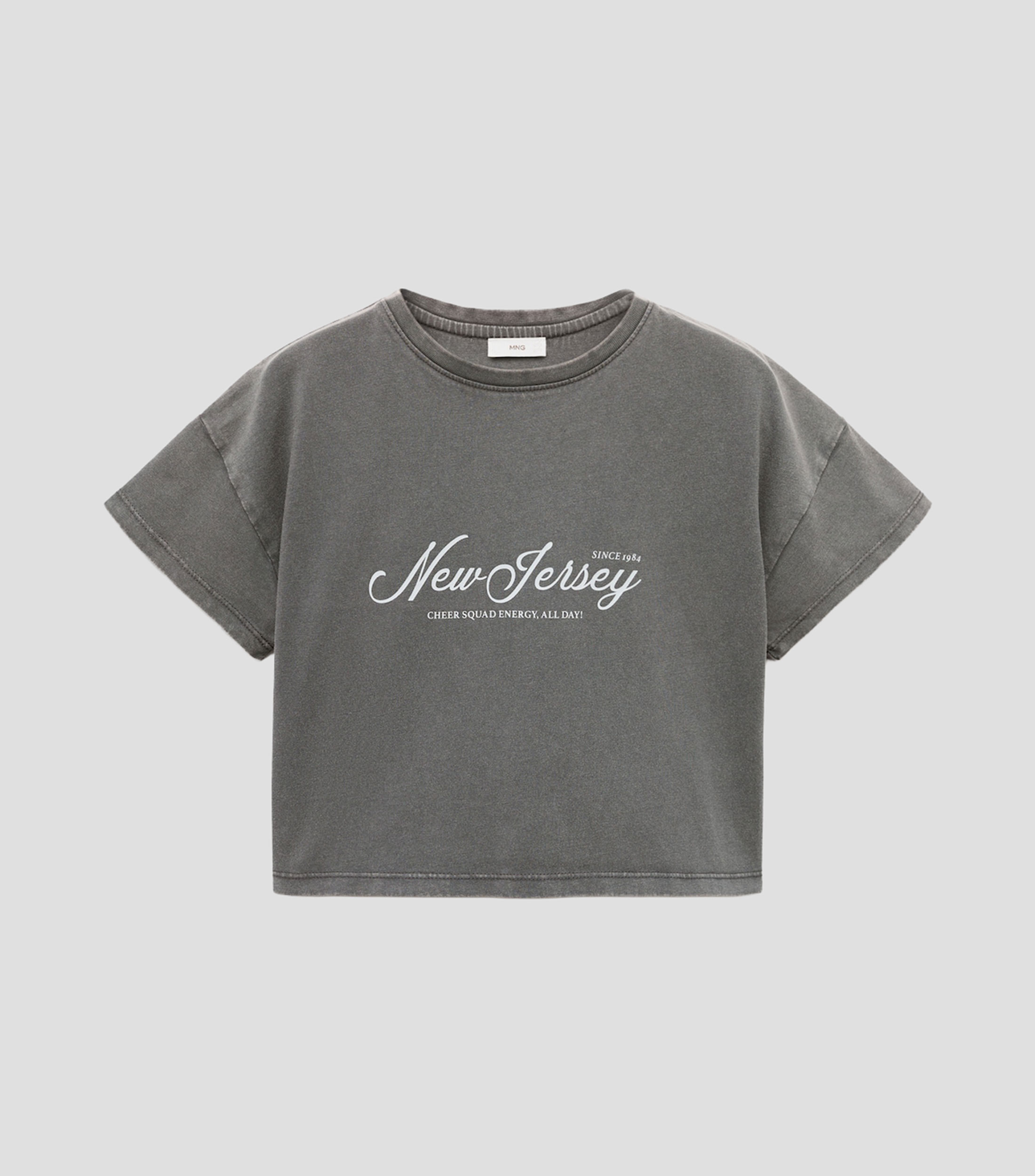 Playera crop estampada de manga corta Niña