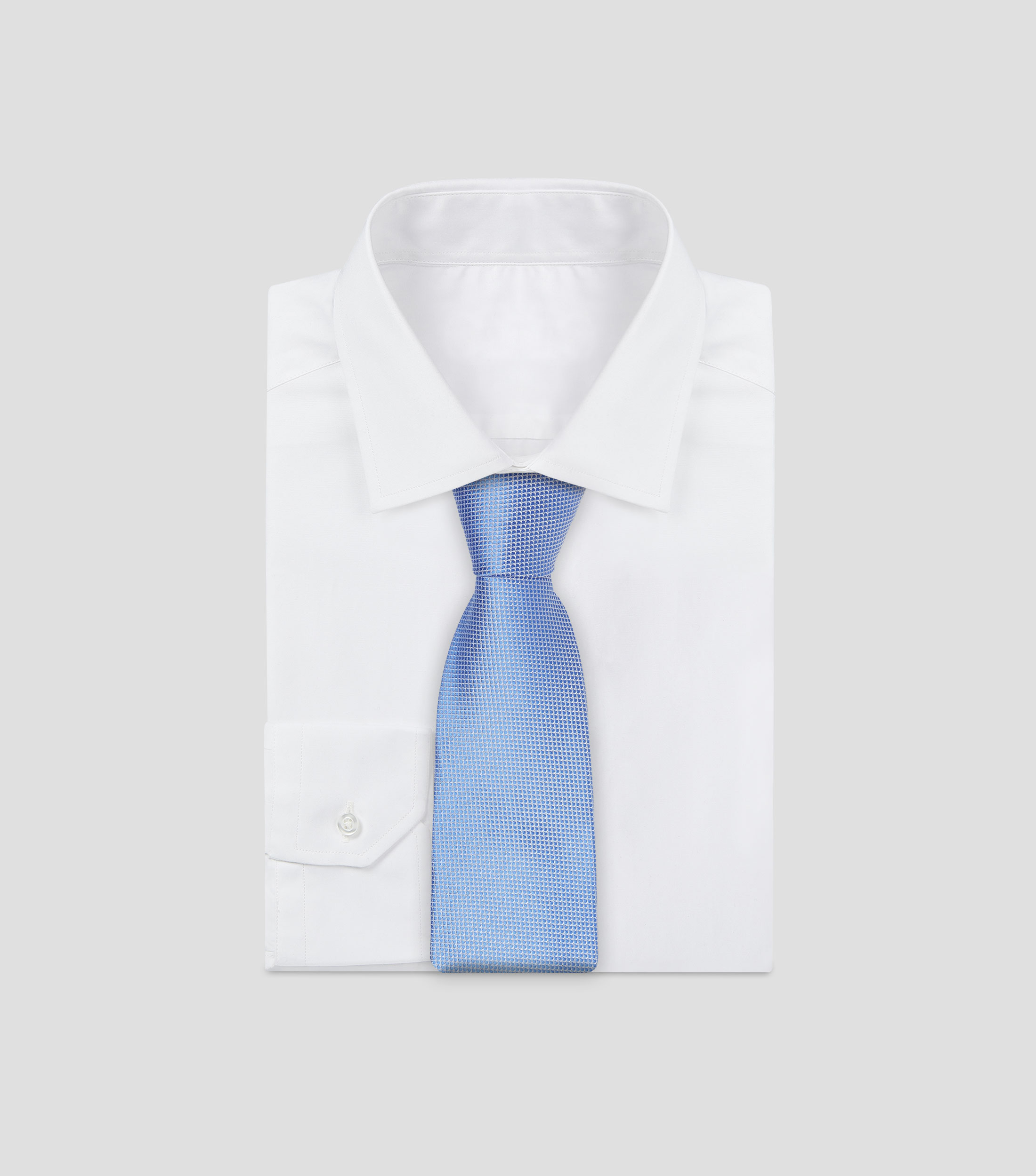 Corbata ancha en seda azul microdiseño