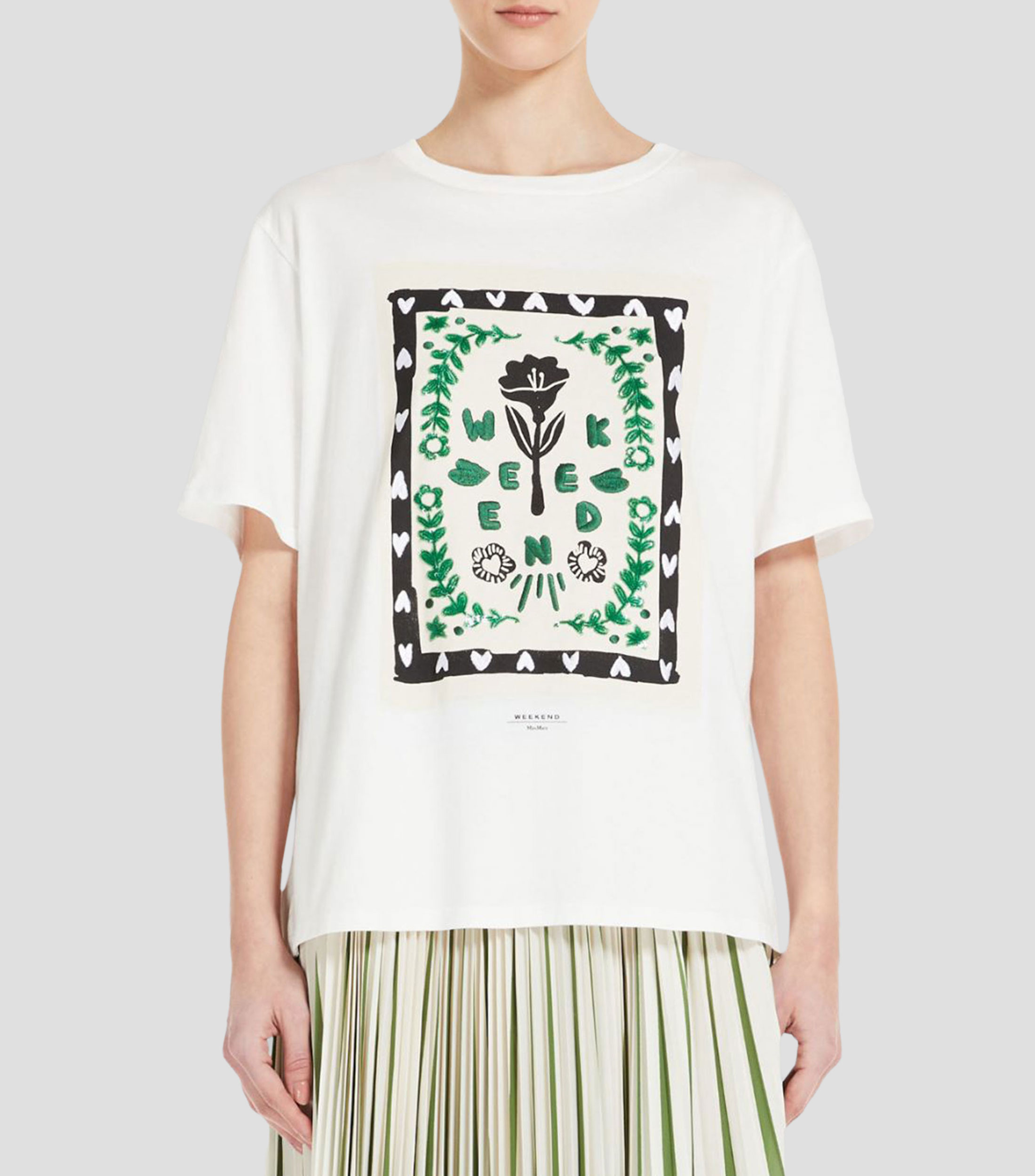 Playera cuello redondo manga corta con estampado Mujer