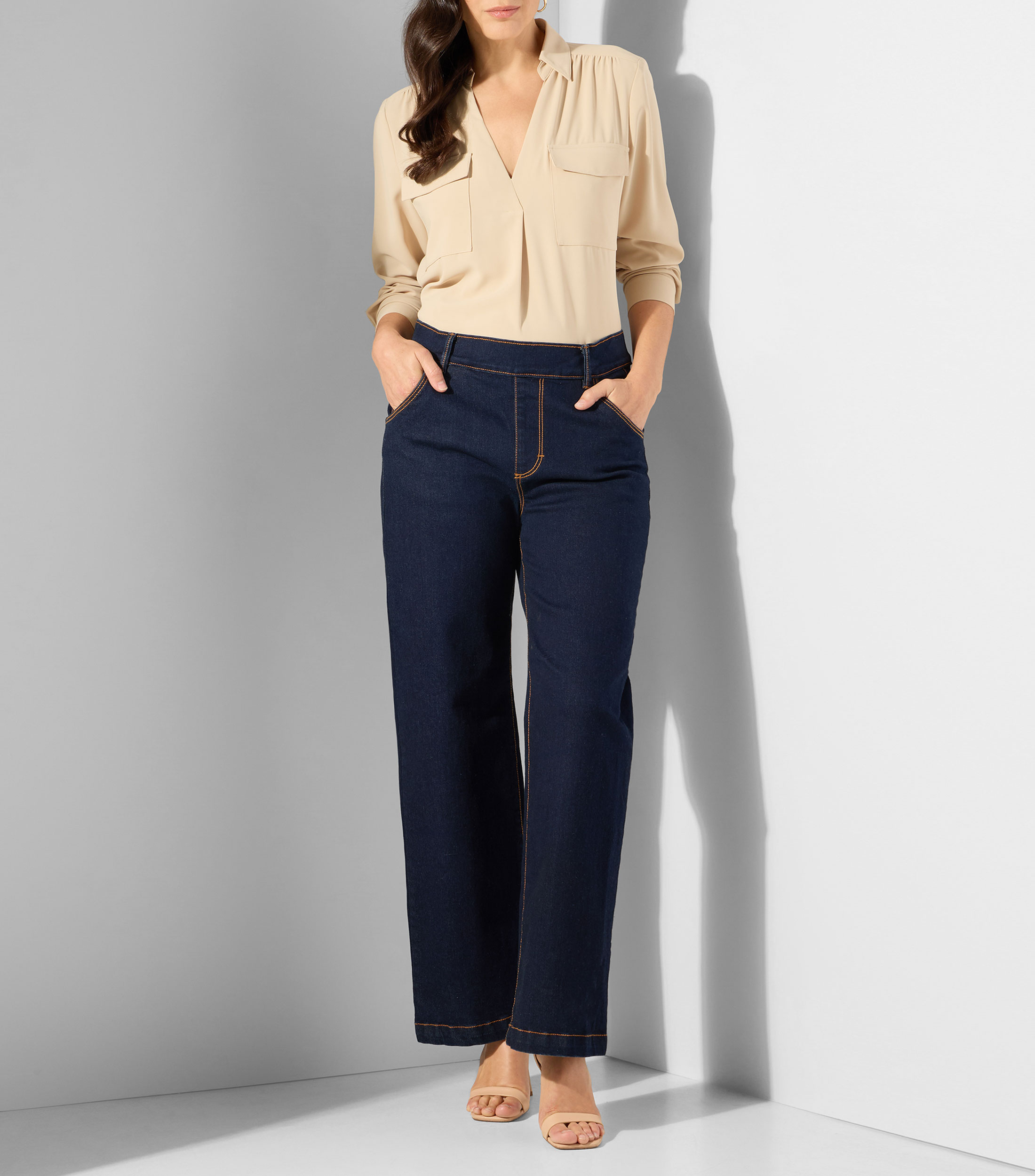 Blusa lisa con manga larga Mujer