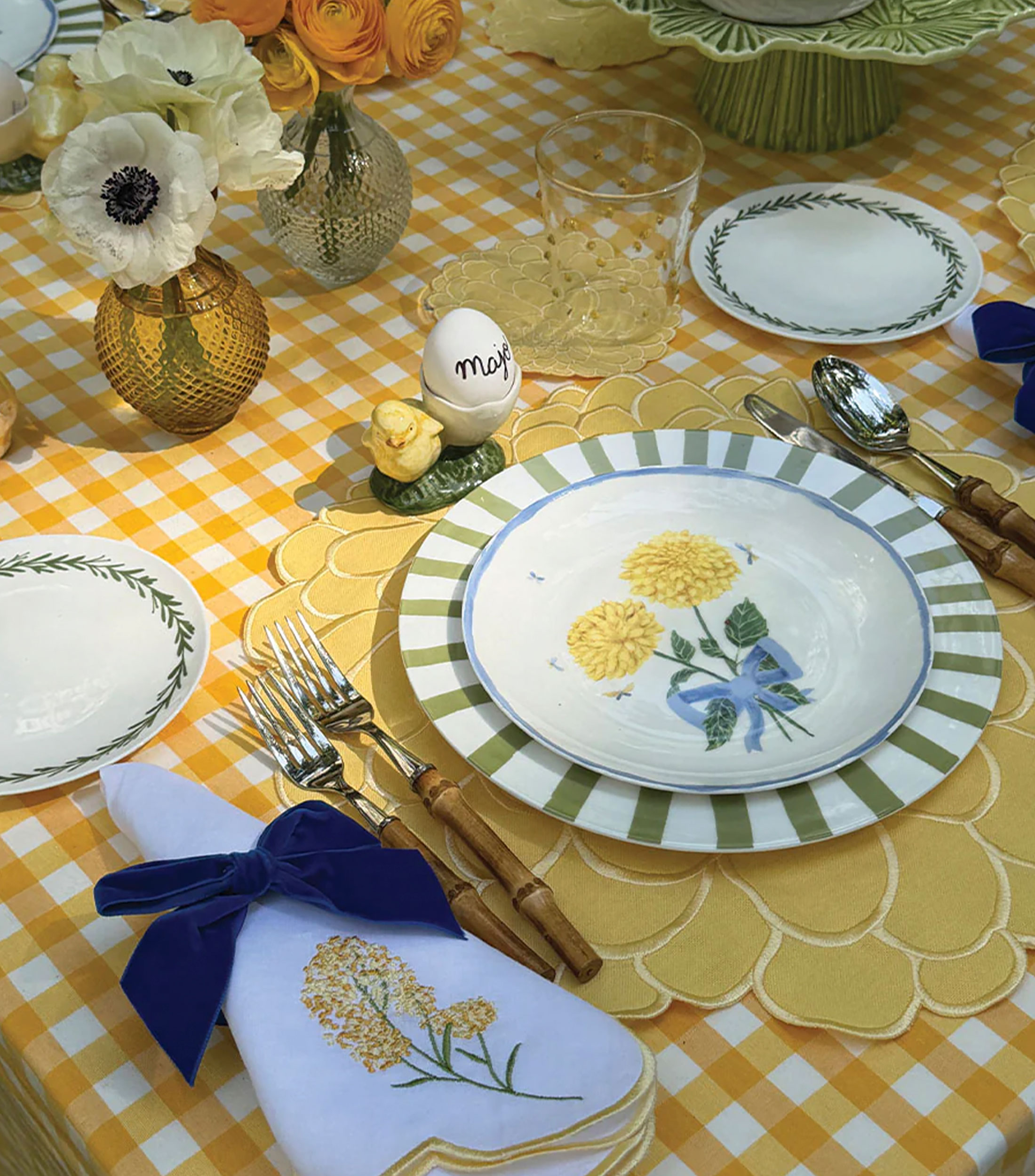 Set de 4 servilletas Daisy amarillas