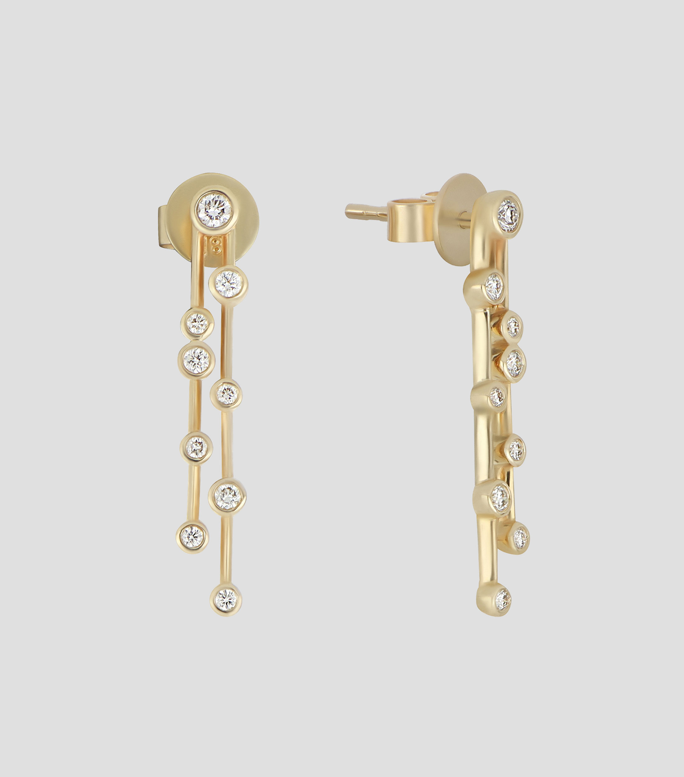 Aretes en oro amarillo de 14 kilates con diamantes Mujer