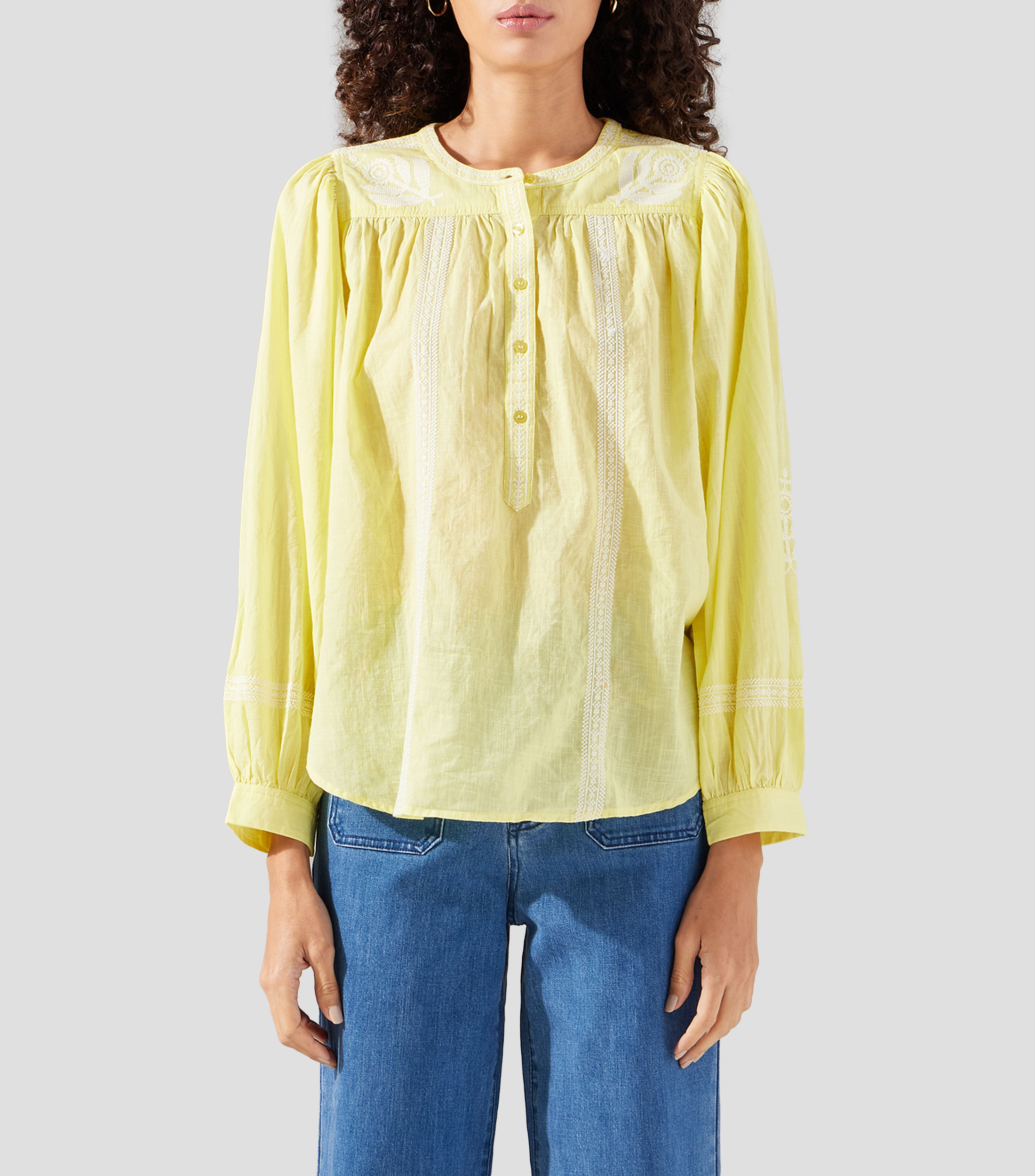 Blusa sólida manga larga Mujer