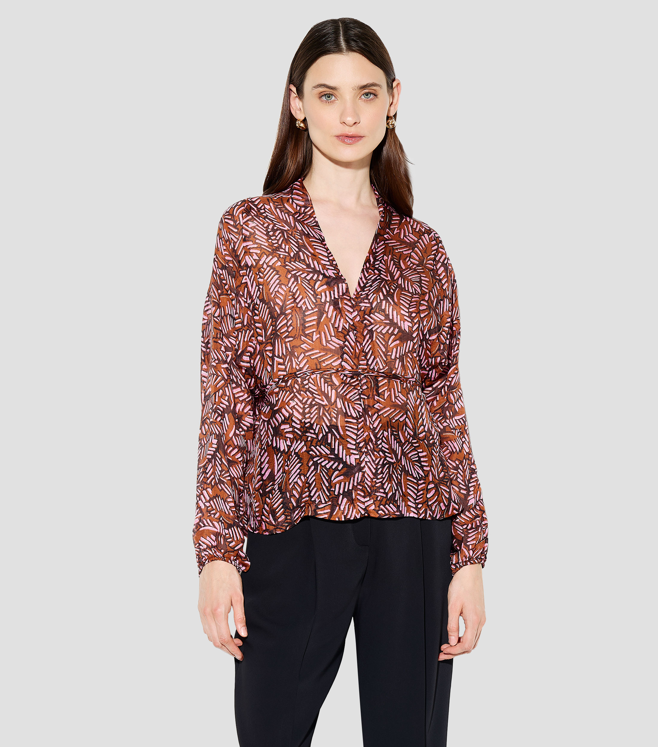 Blusa estampada con manga larga Mujer