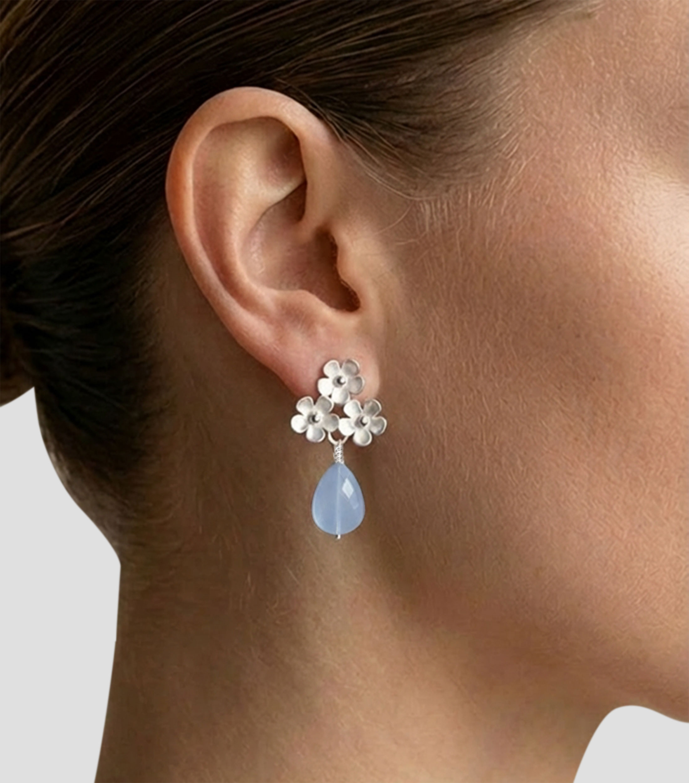 Broqueles en Plata .925 flores Mujer