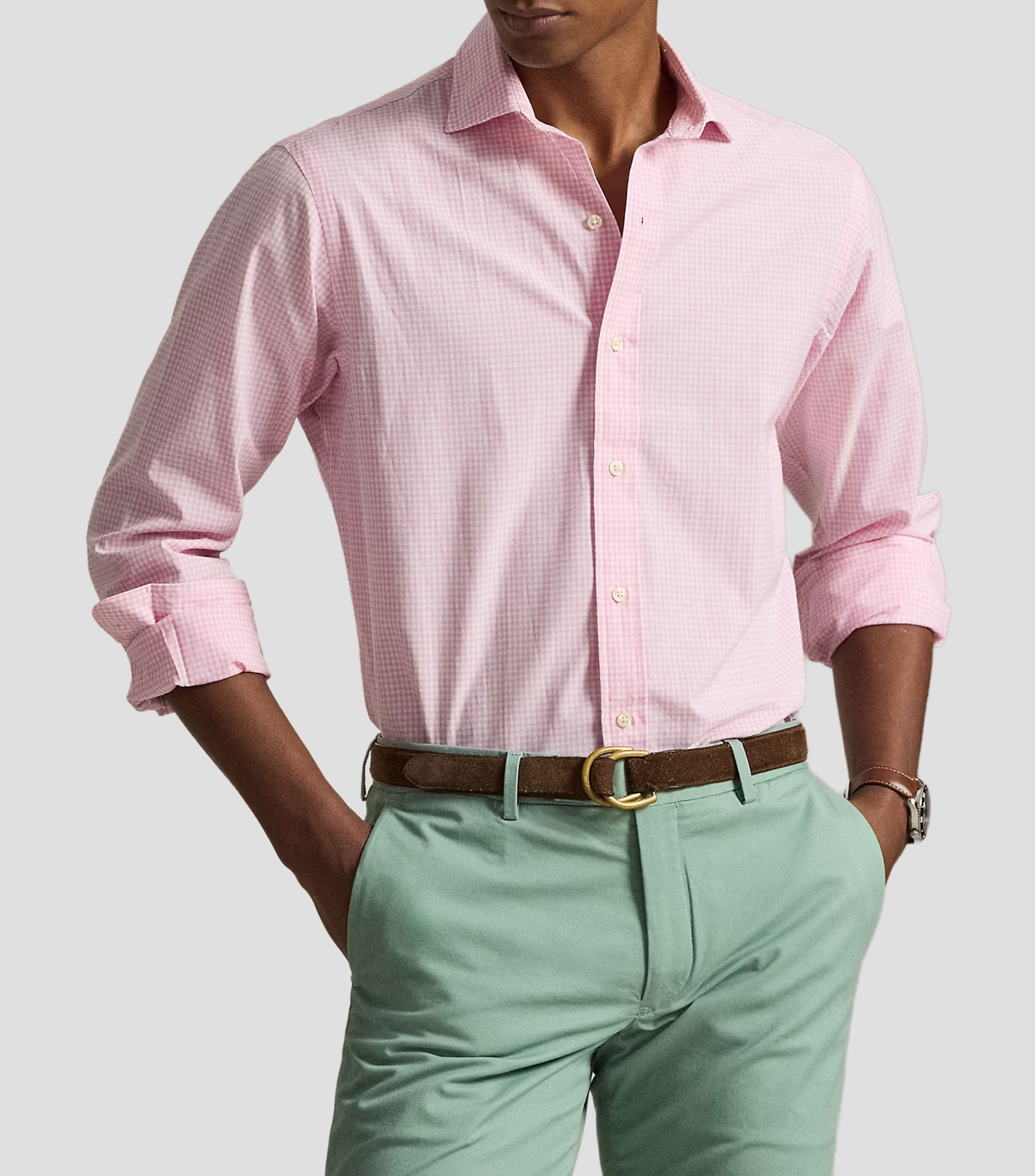 Camisa a cuadros con manga larga Hombre