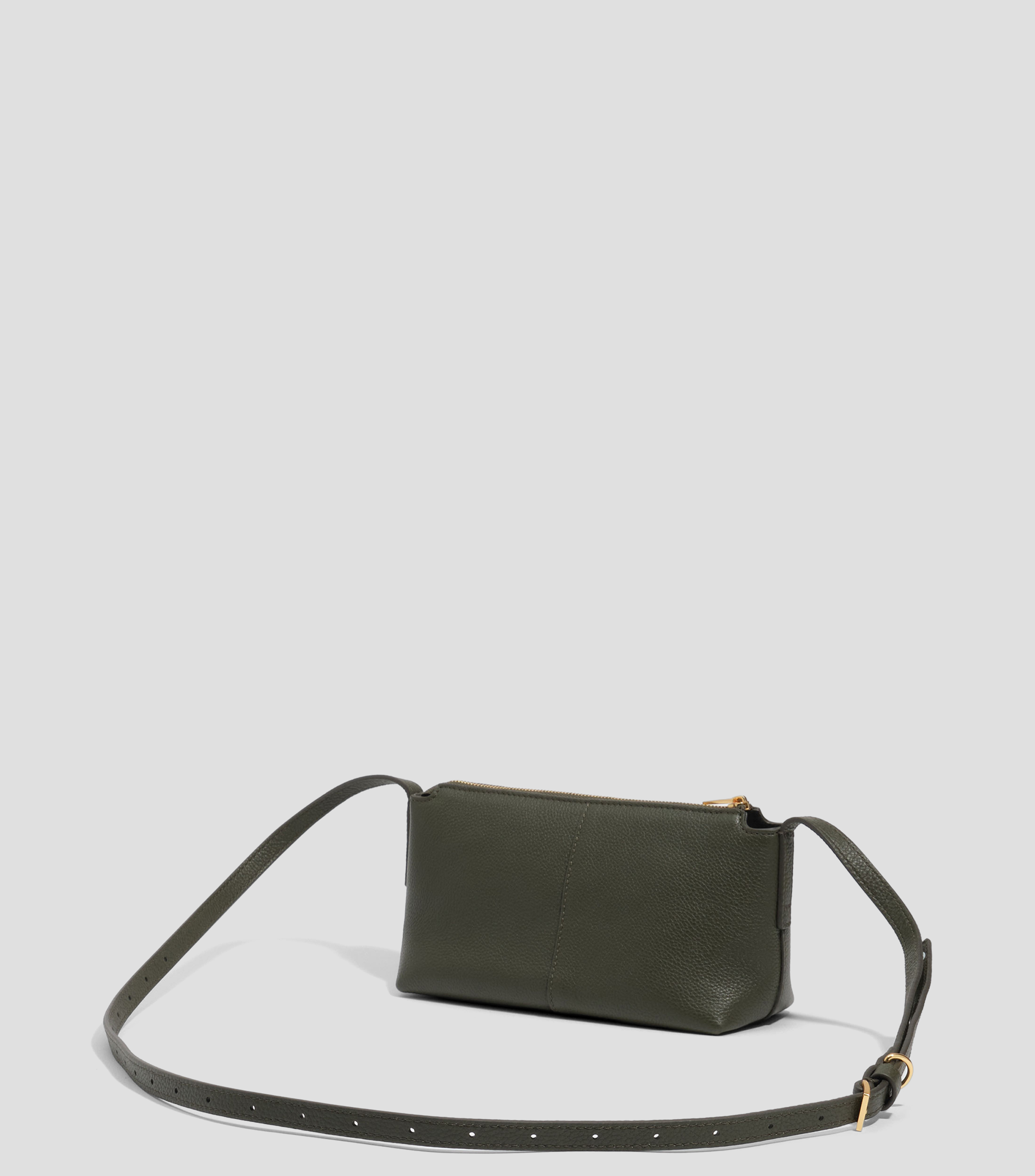 Bolsa crossbody verde en piel lisa Mujer