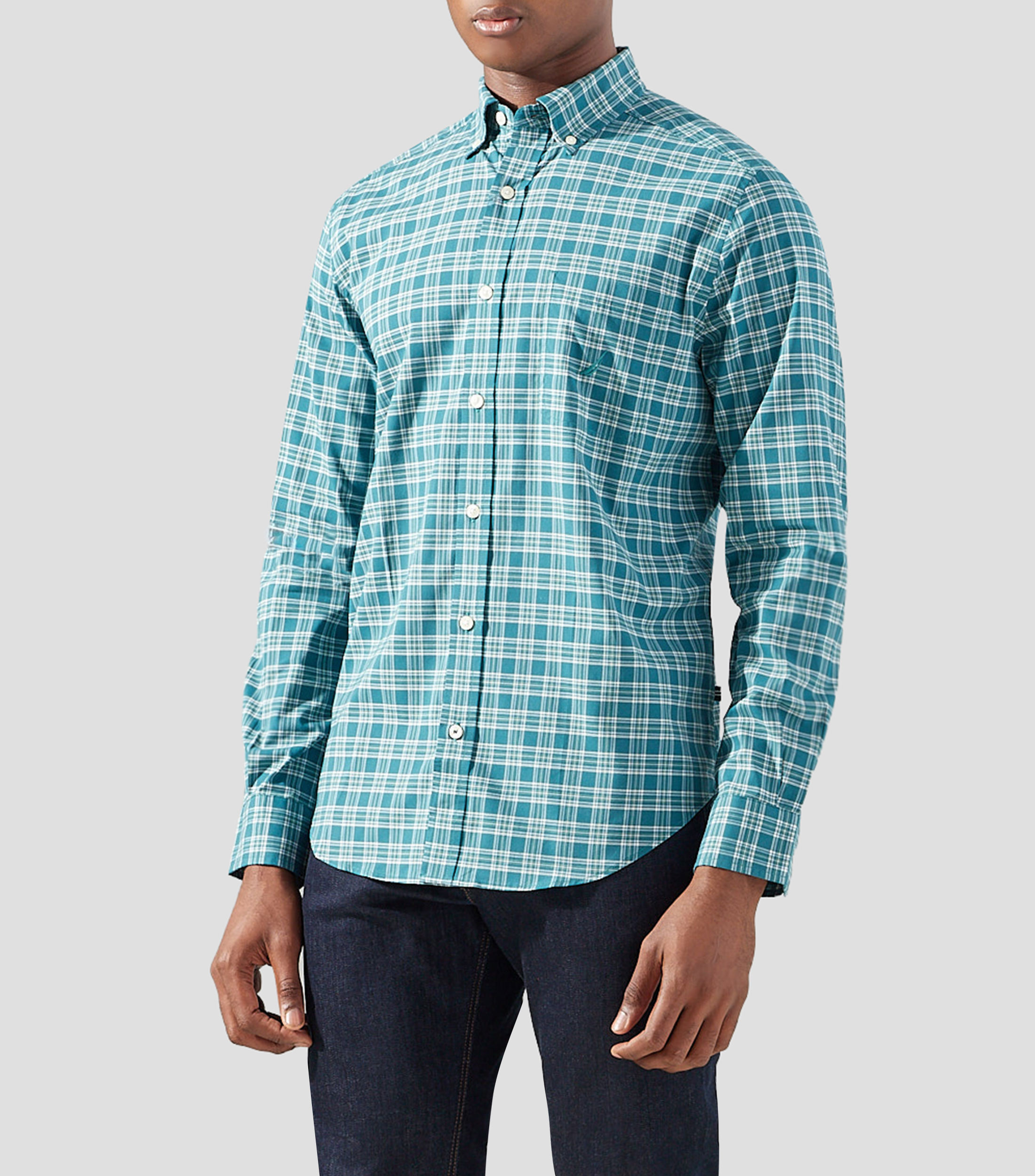 Camisa con cuadros manga larga Hombre