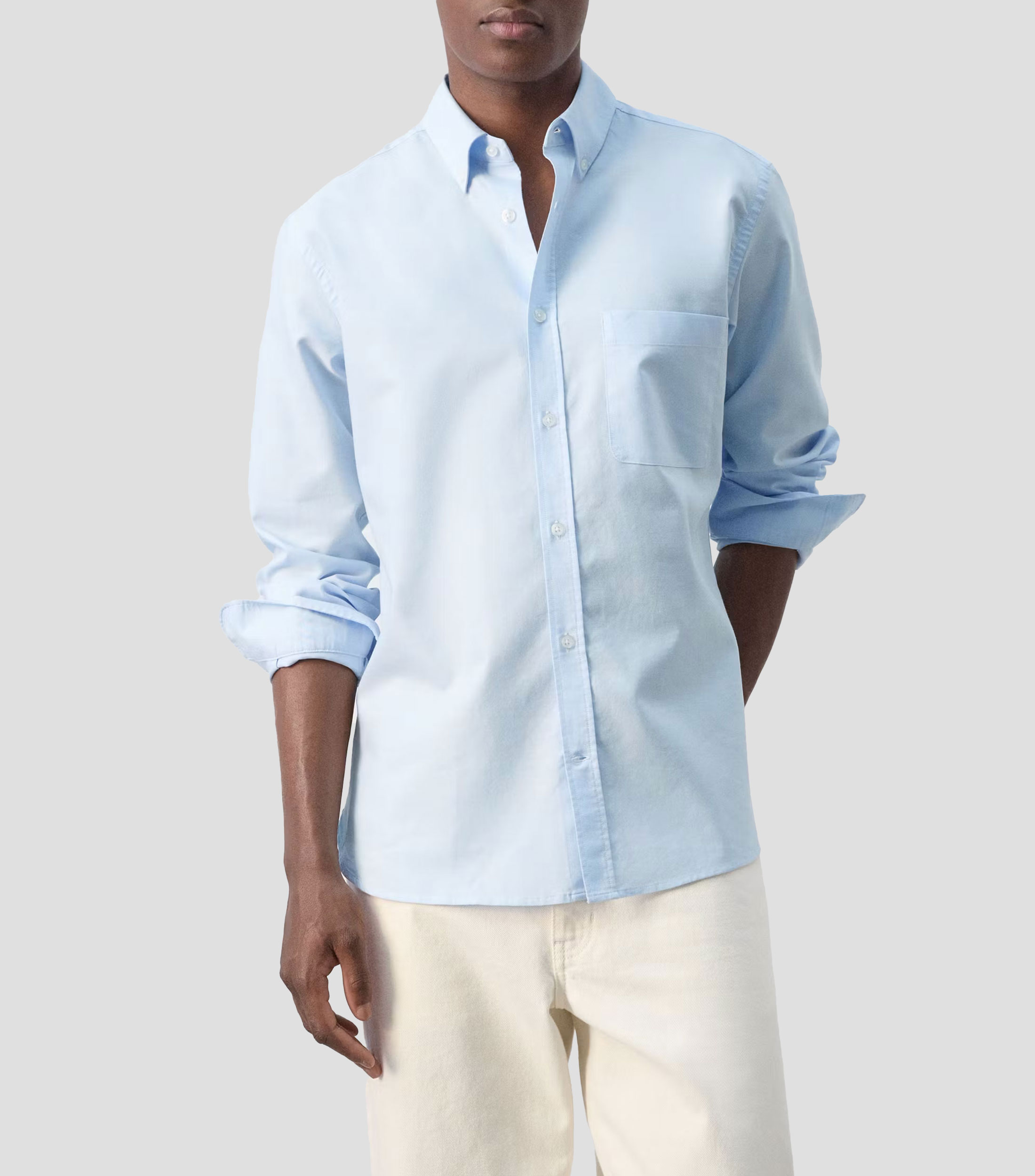 Camisa lisa manga larga Hombre