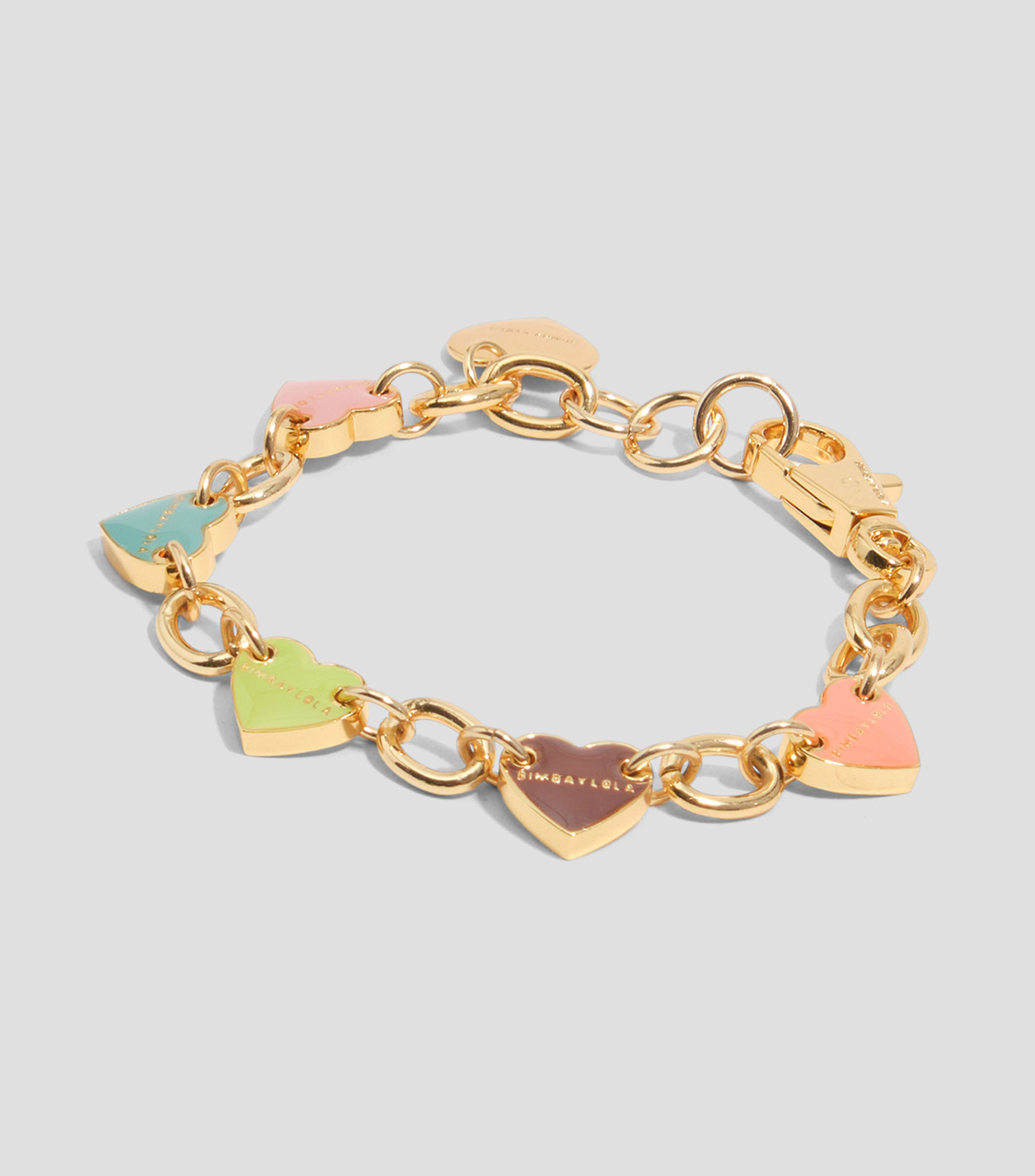 Pulsera cadena dorada con logos corazón Mujer
