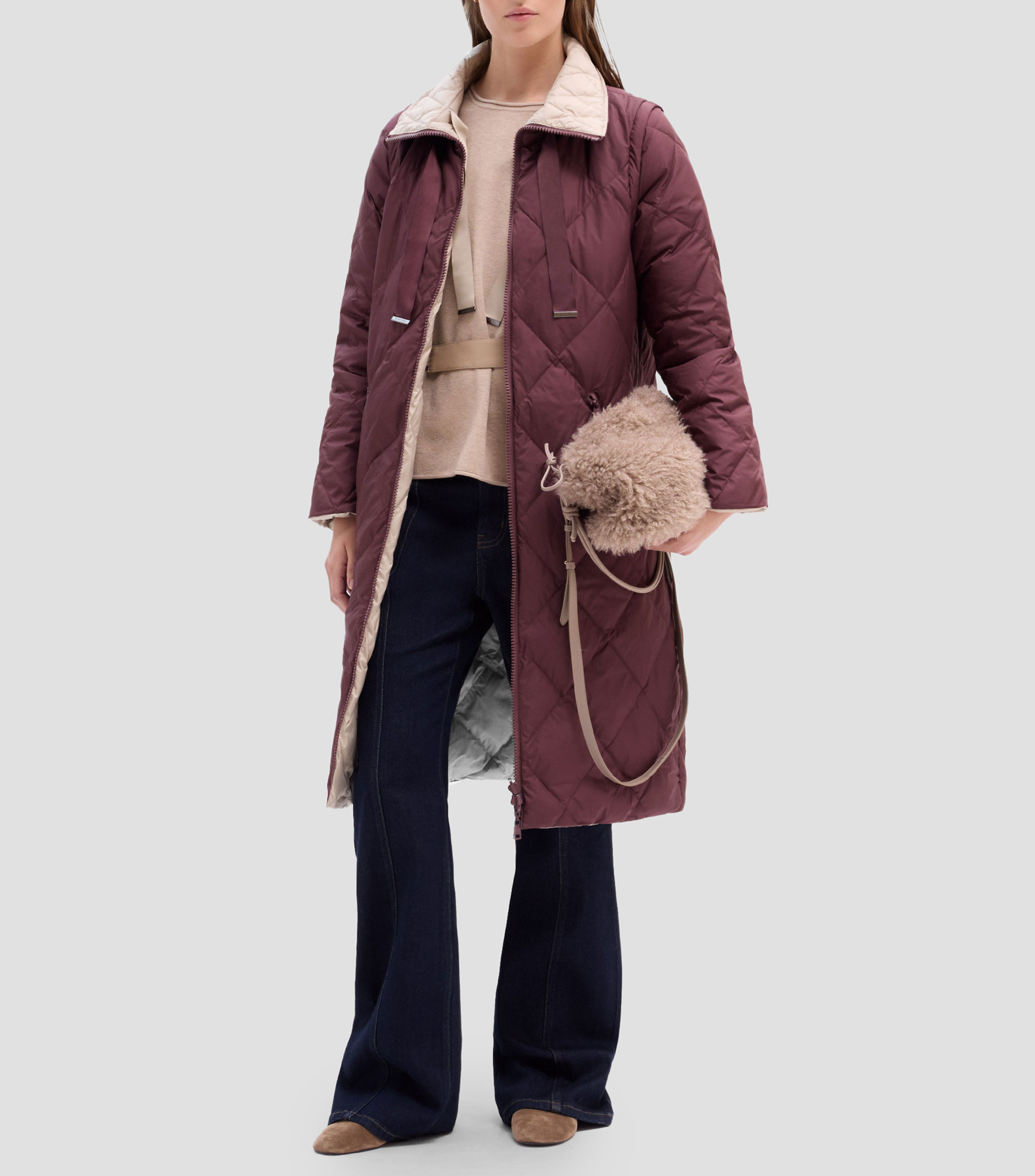 Chamarra larga reversible Mujer
