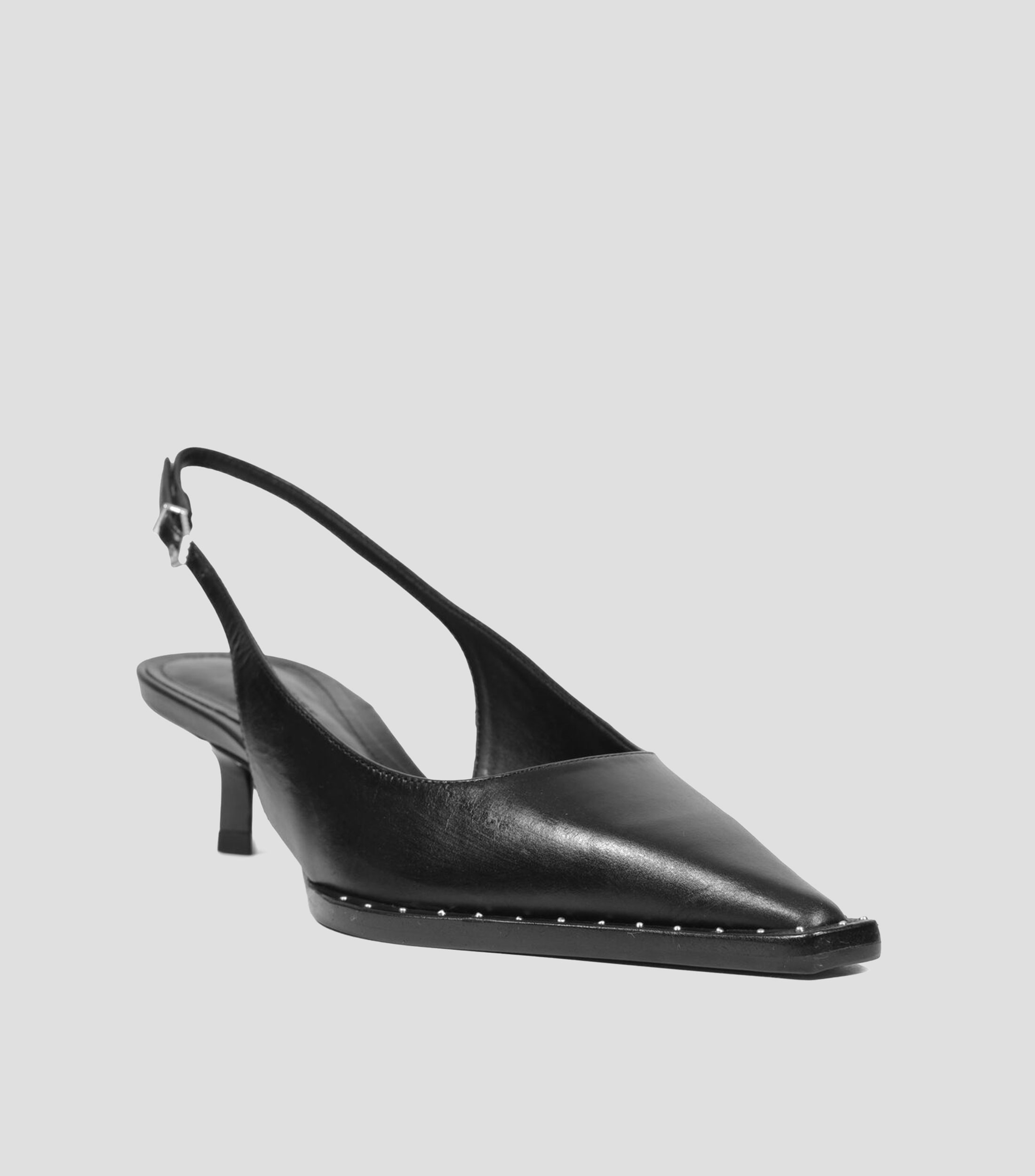 Zapatillas con tacón bajo delgado Mujer