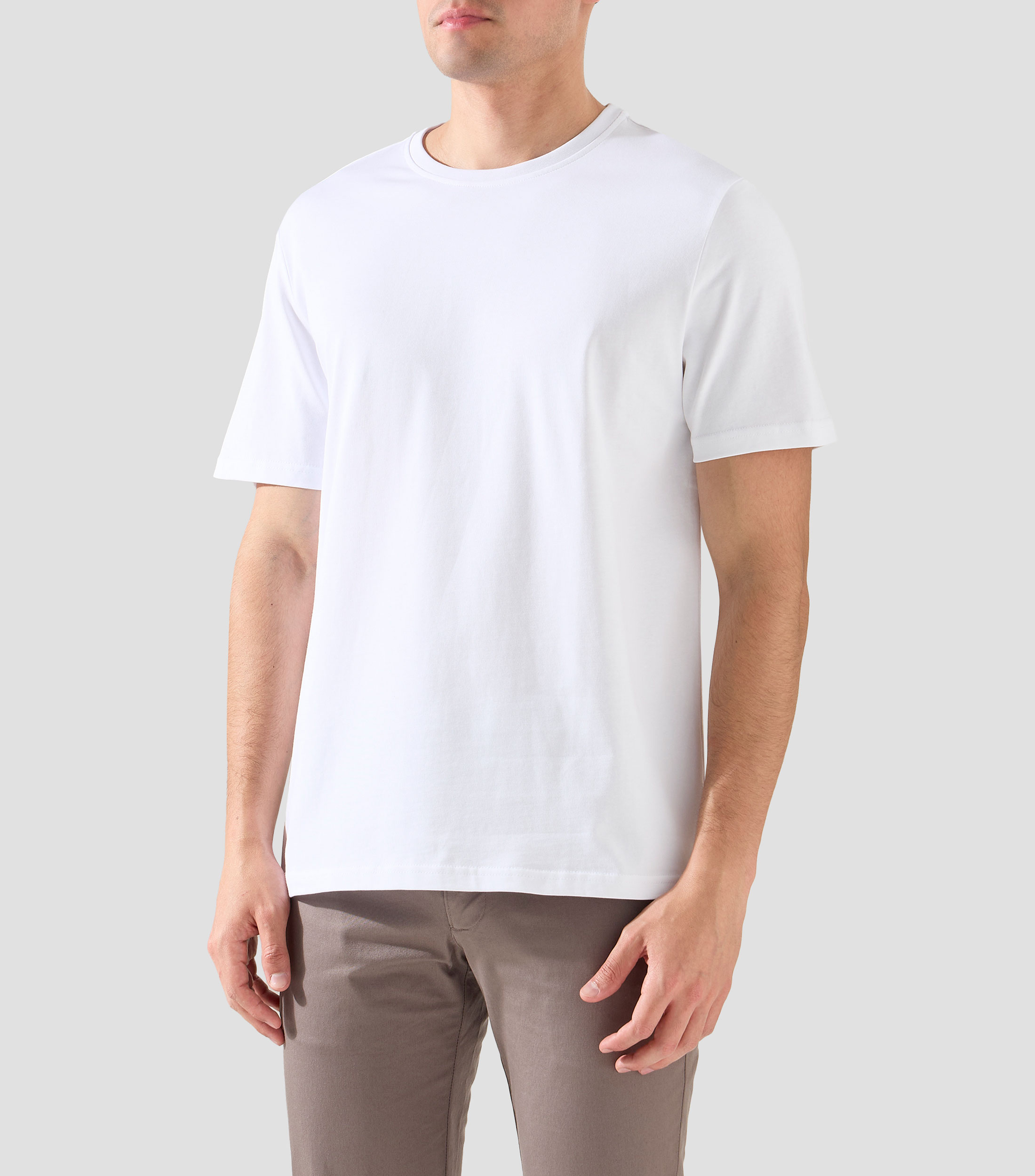 Playera de cuello redondo con manga corta lisa Hombre