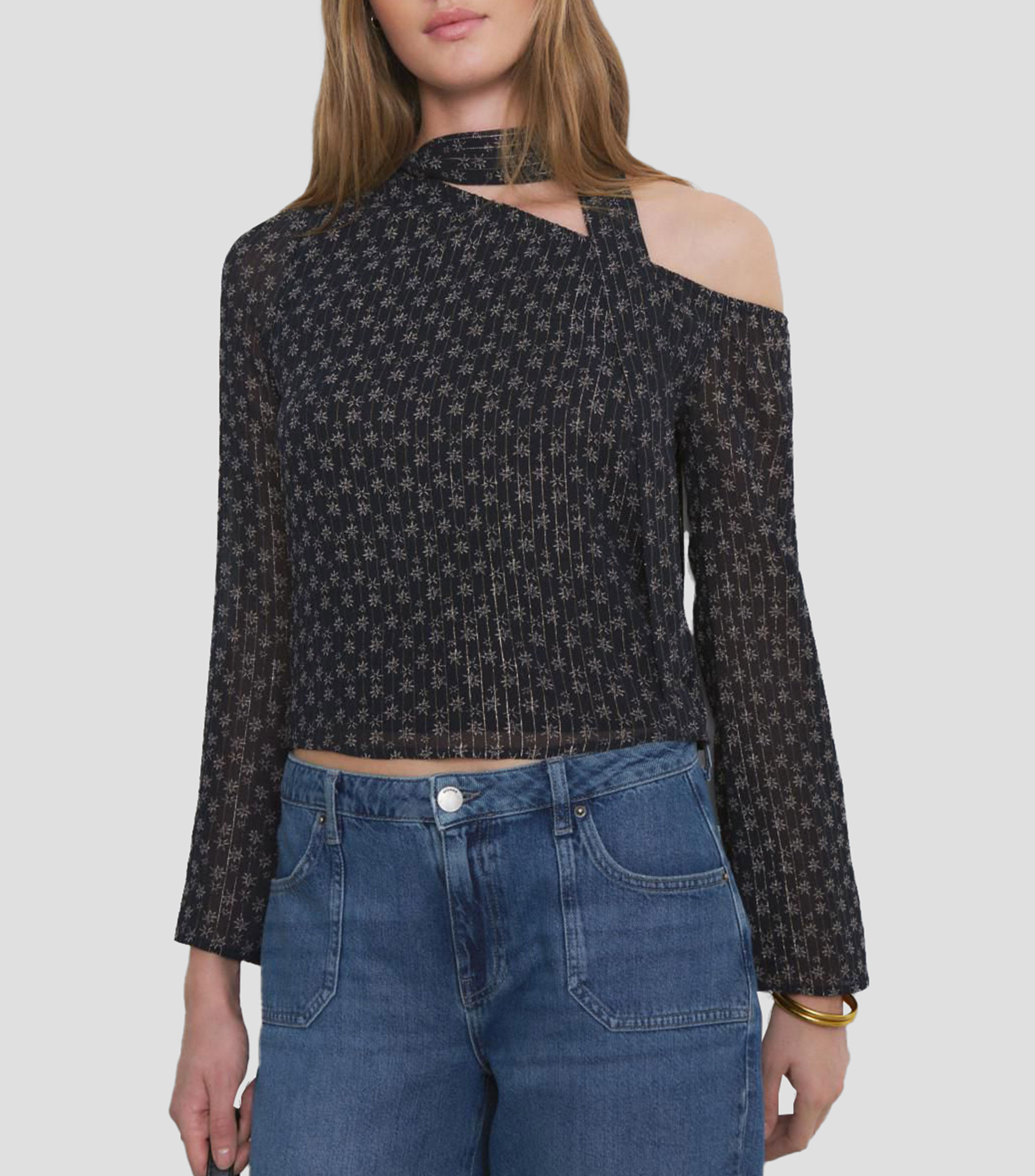 Blusa estampada de manga larga Mujer