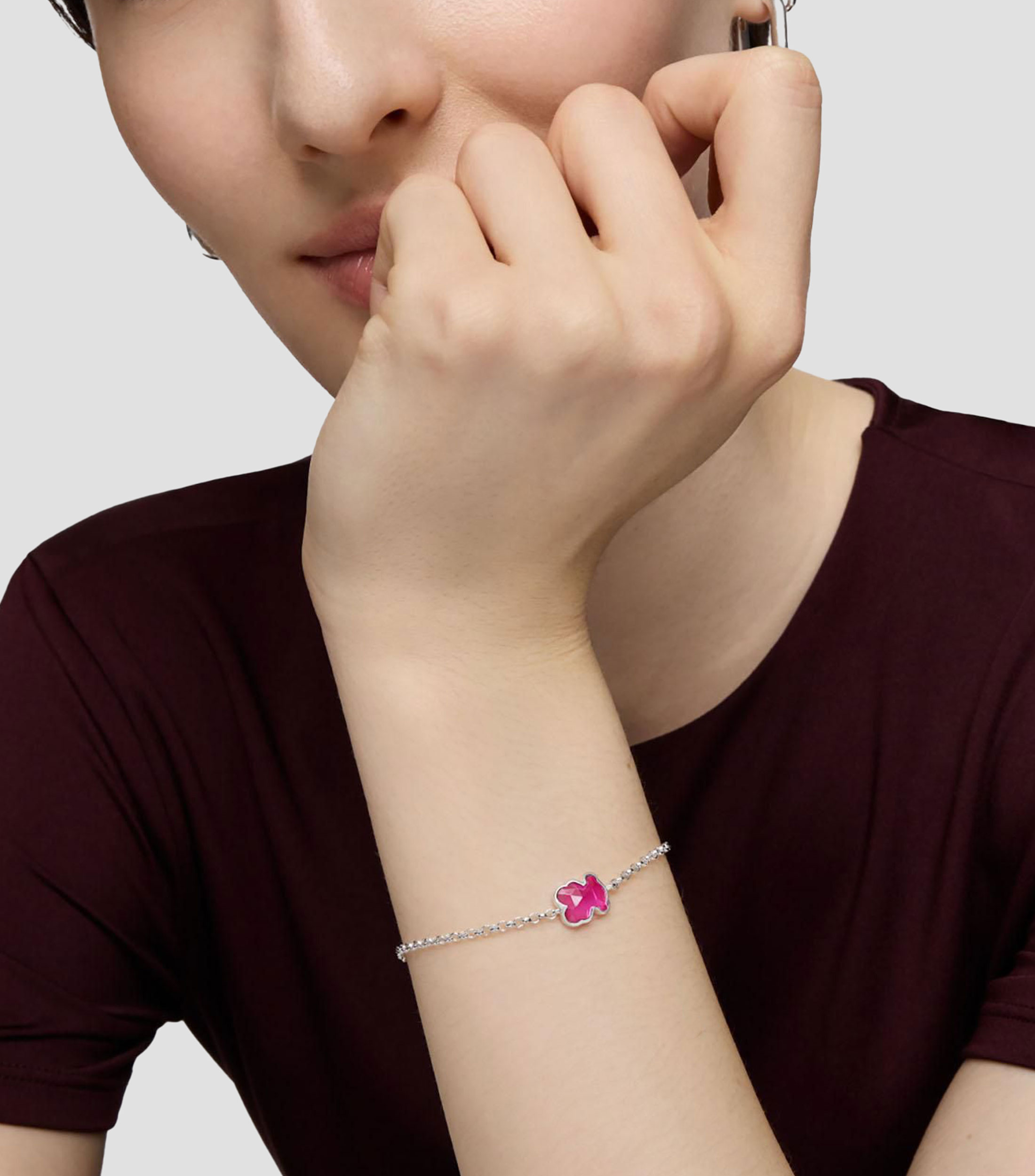 Pulsera en plata de primera ley con rubí Mujer