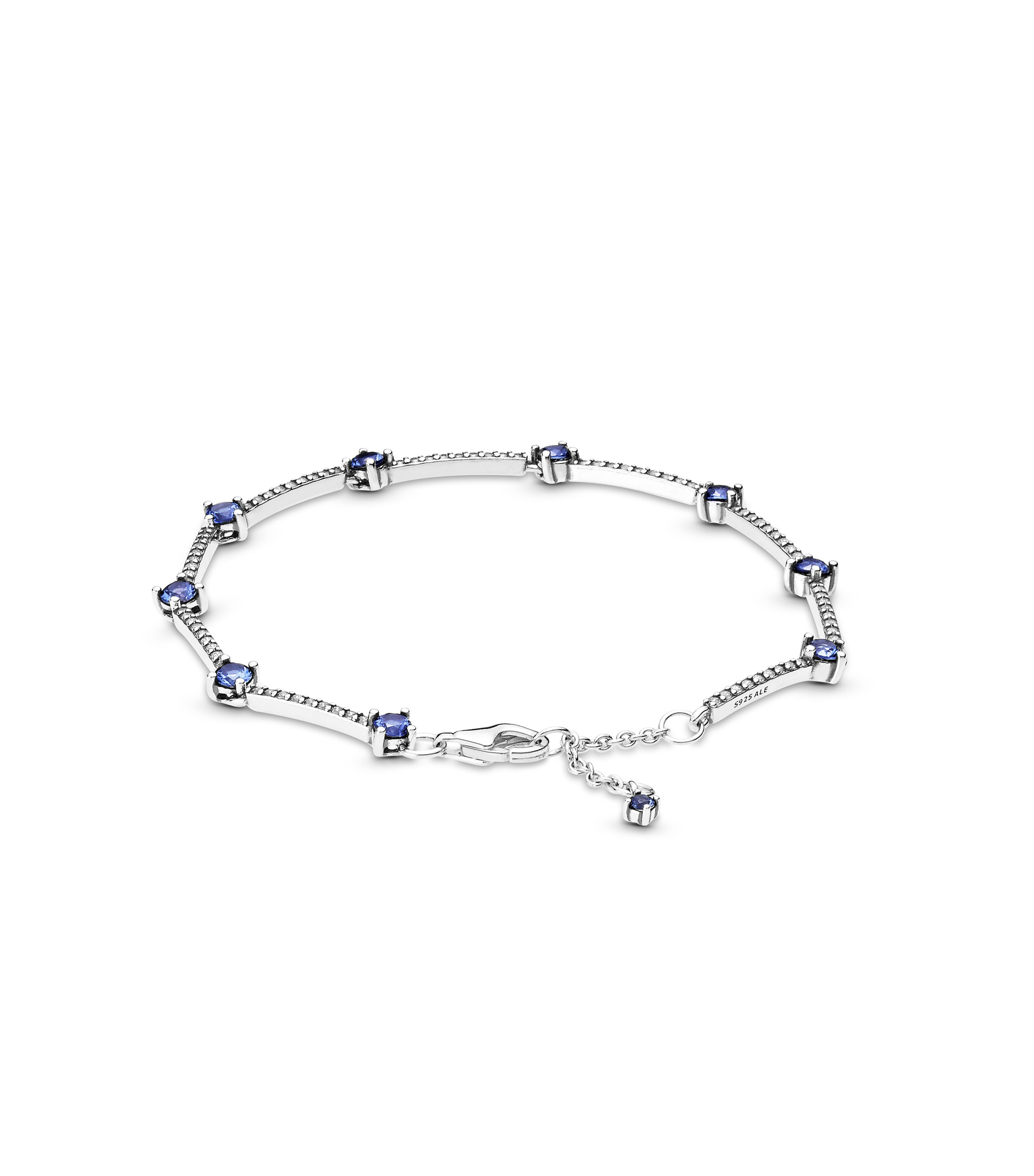 Brazalete en plata Barras con pavé brillante Mujer