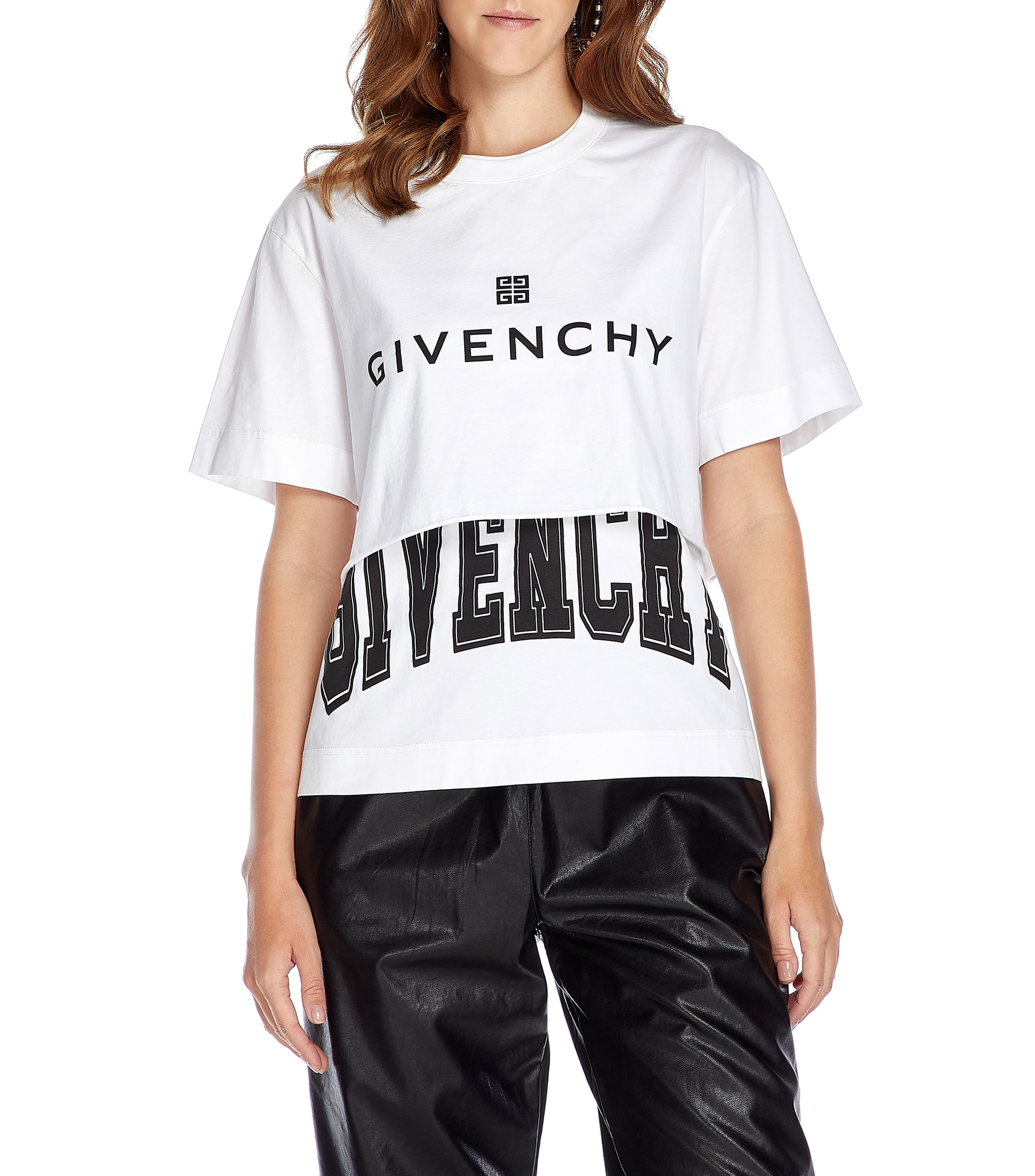 Givenchy: Playera doble con logotipo de manga corta Mujer | El Palacio ...