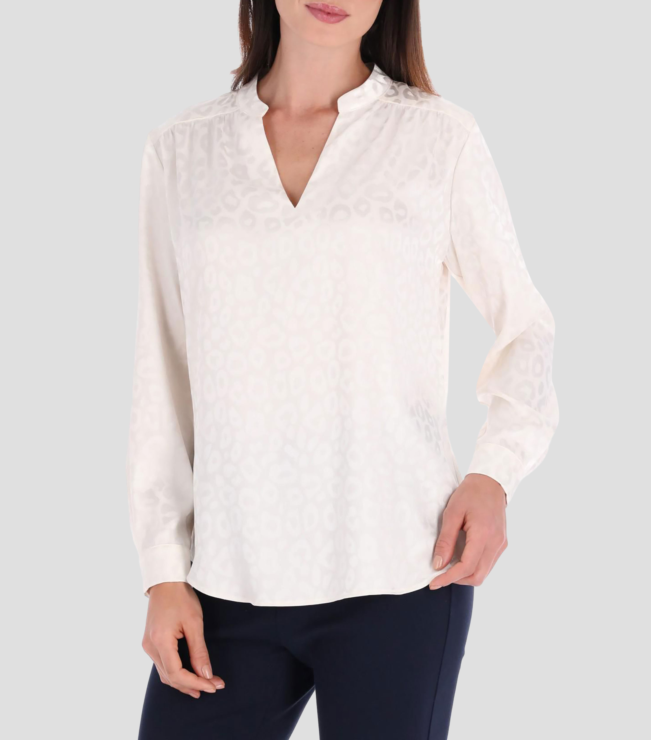 Blusa estampada manga larga Línea Petite Mujer