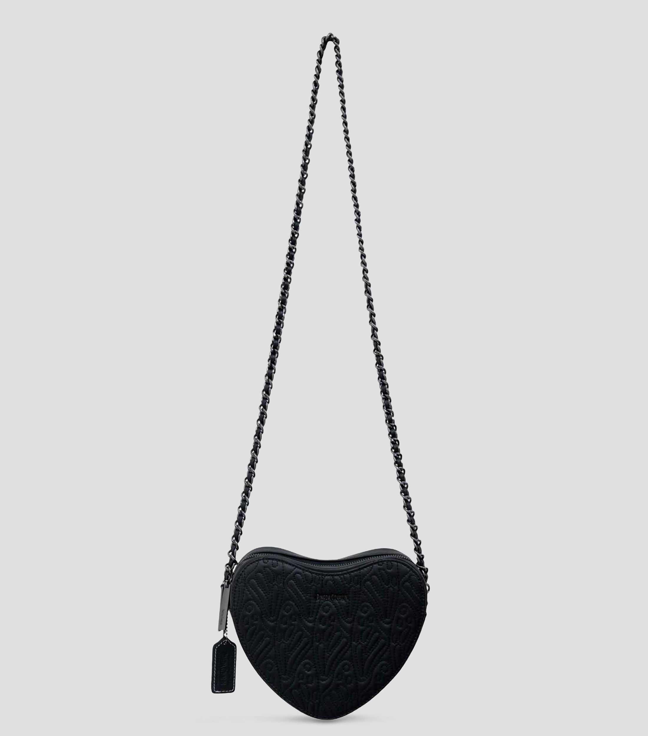 Bolsa crossbody negra en piel sólida Mujer