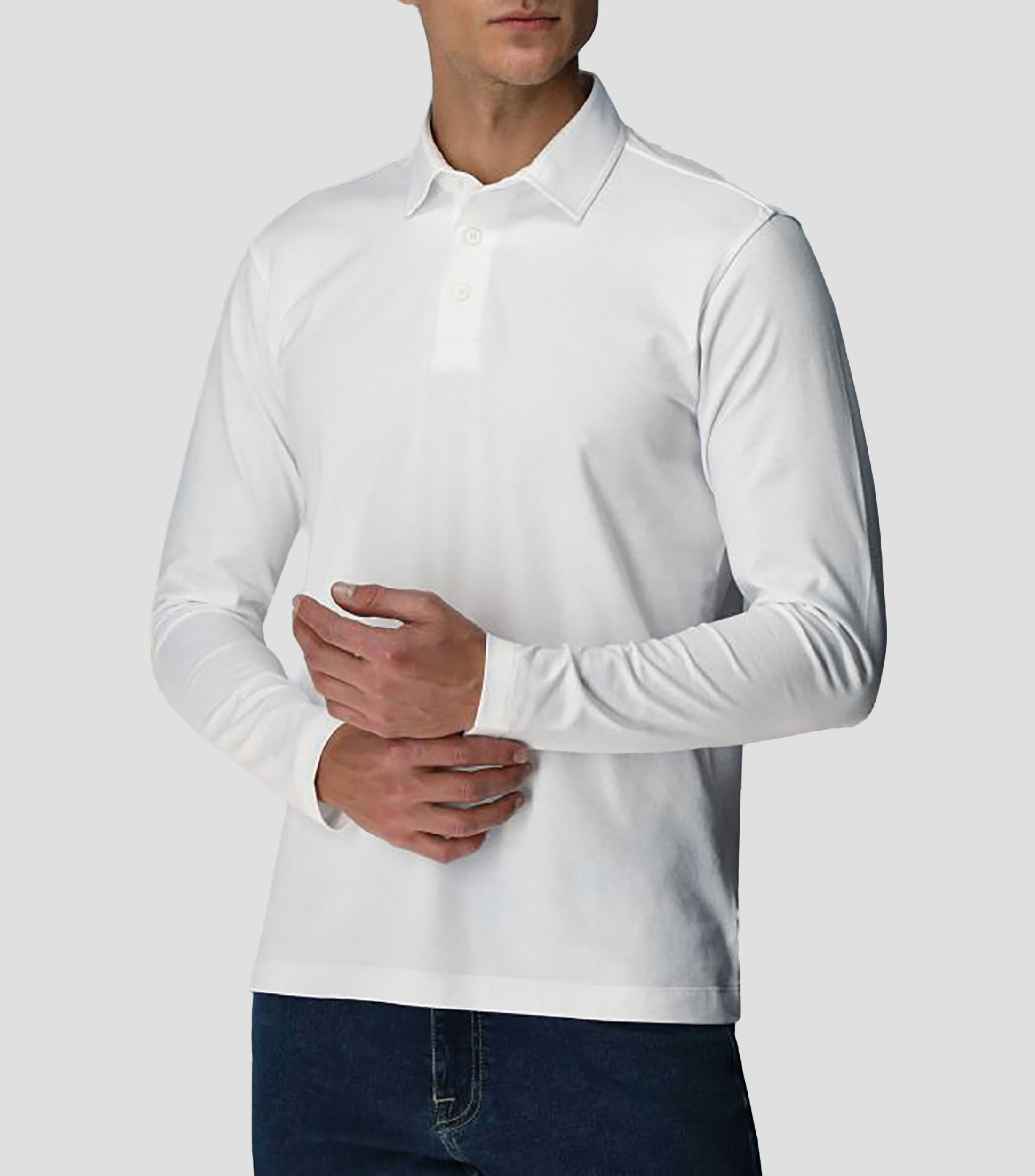 Playera tipo polo manga larga con microdiseños Hombre