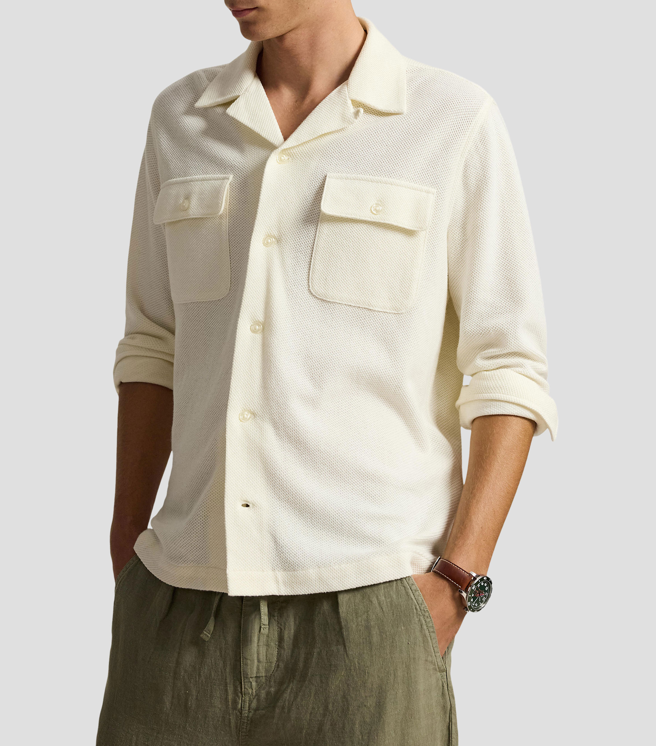 Camisa lisa manga larga Hombre