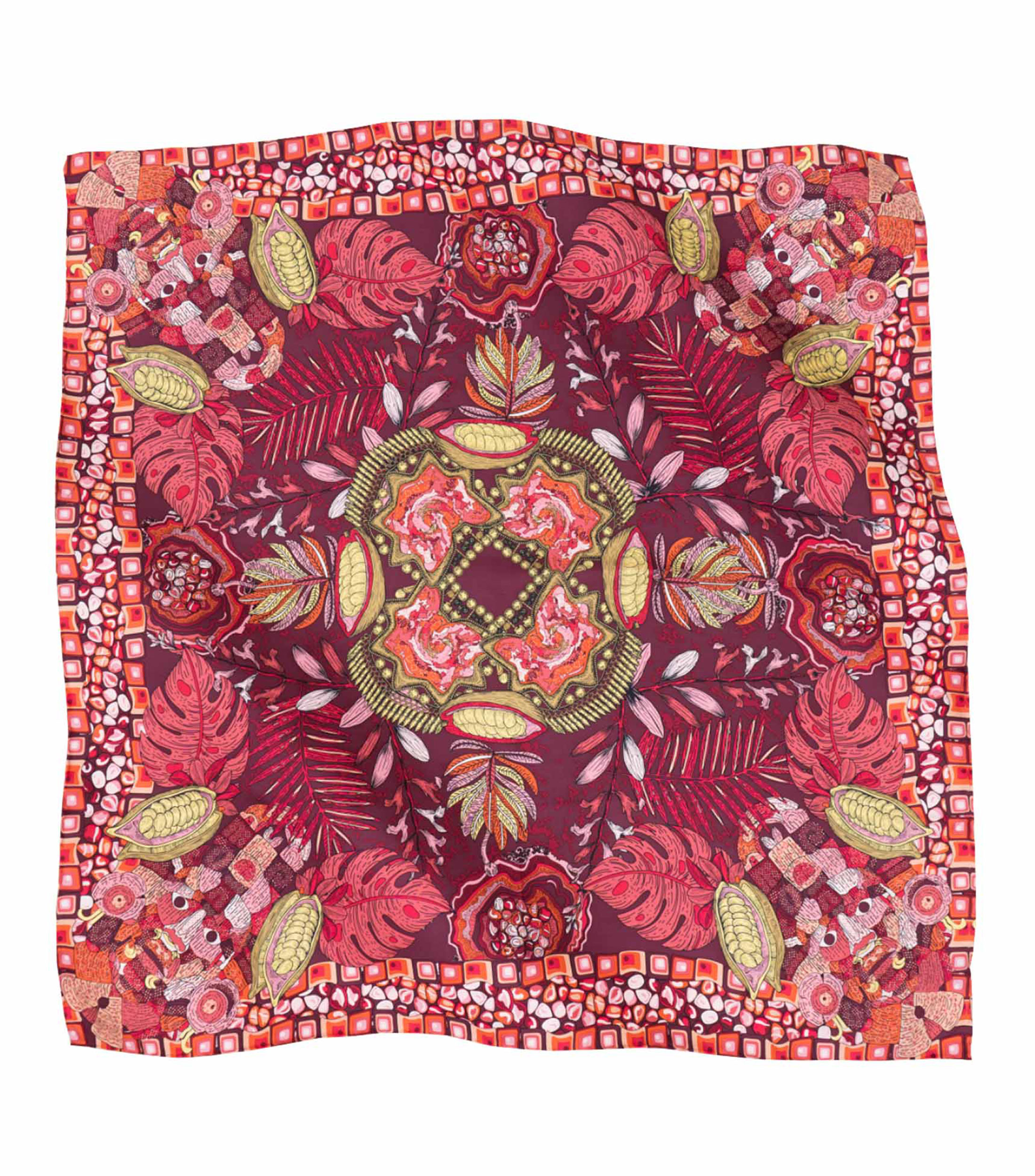 Mascada de seda rojo Calakmul Mujer