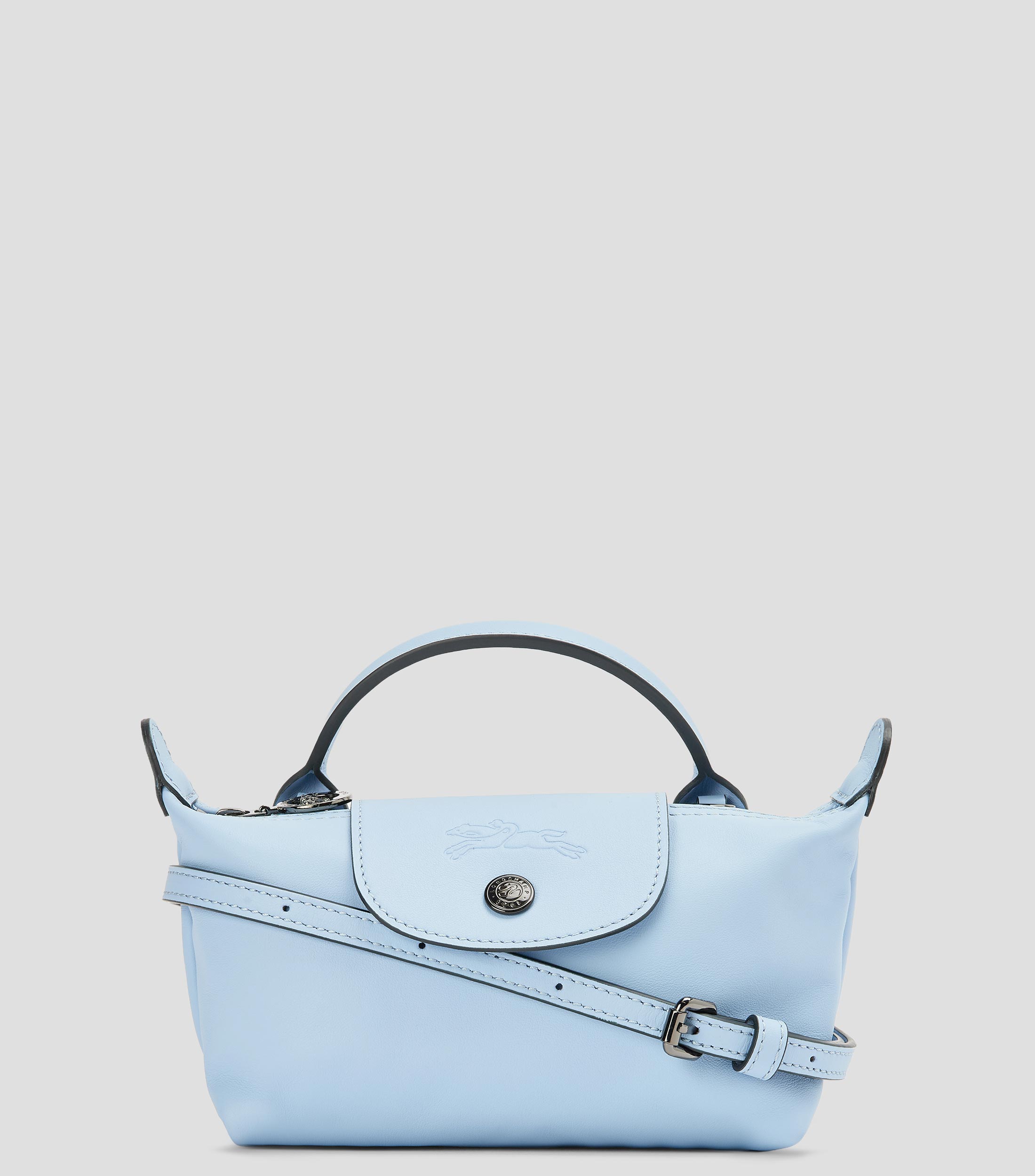 Bolsa pouch azul en piel Le Pliage Xtra lisa Mujer