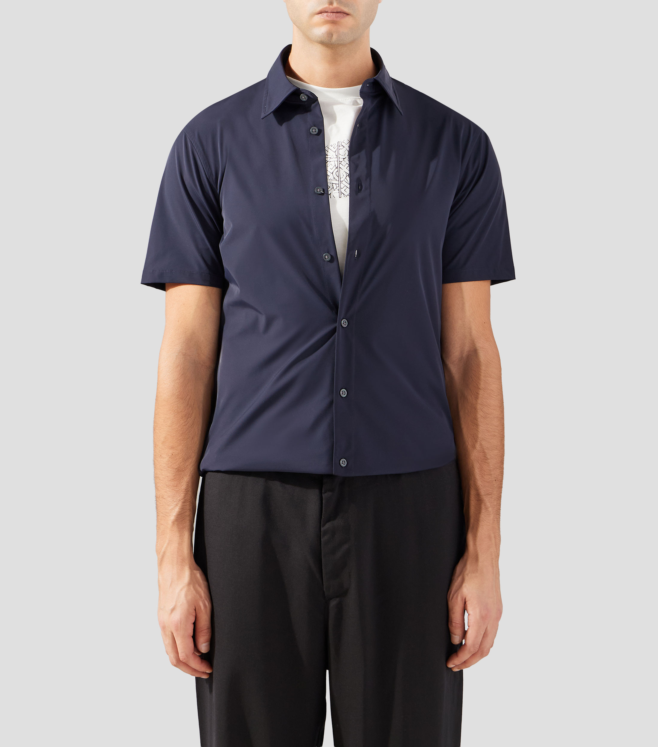 Camisa lisa manga corta Hombre