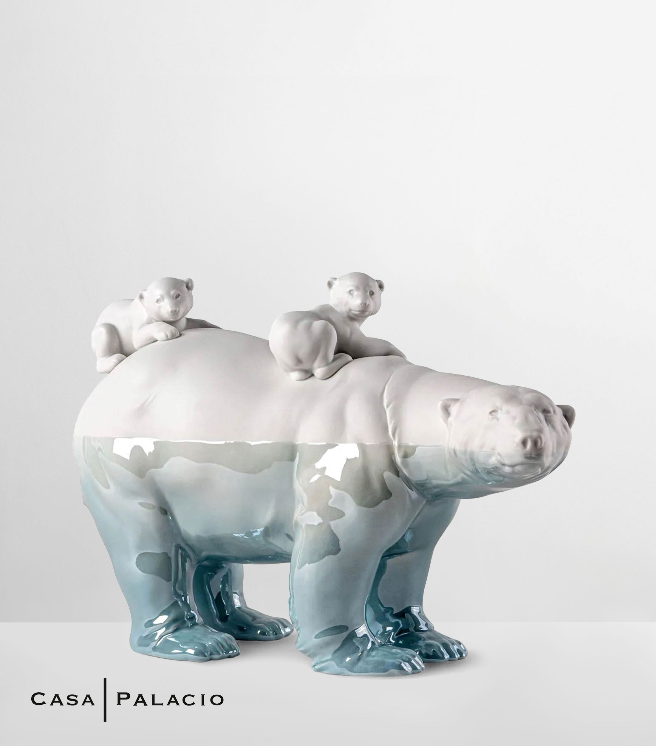 Figura decorativa Mamá Osa y sus bebés Underwater en Porcelana