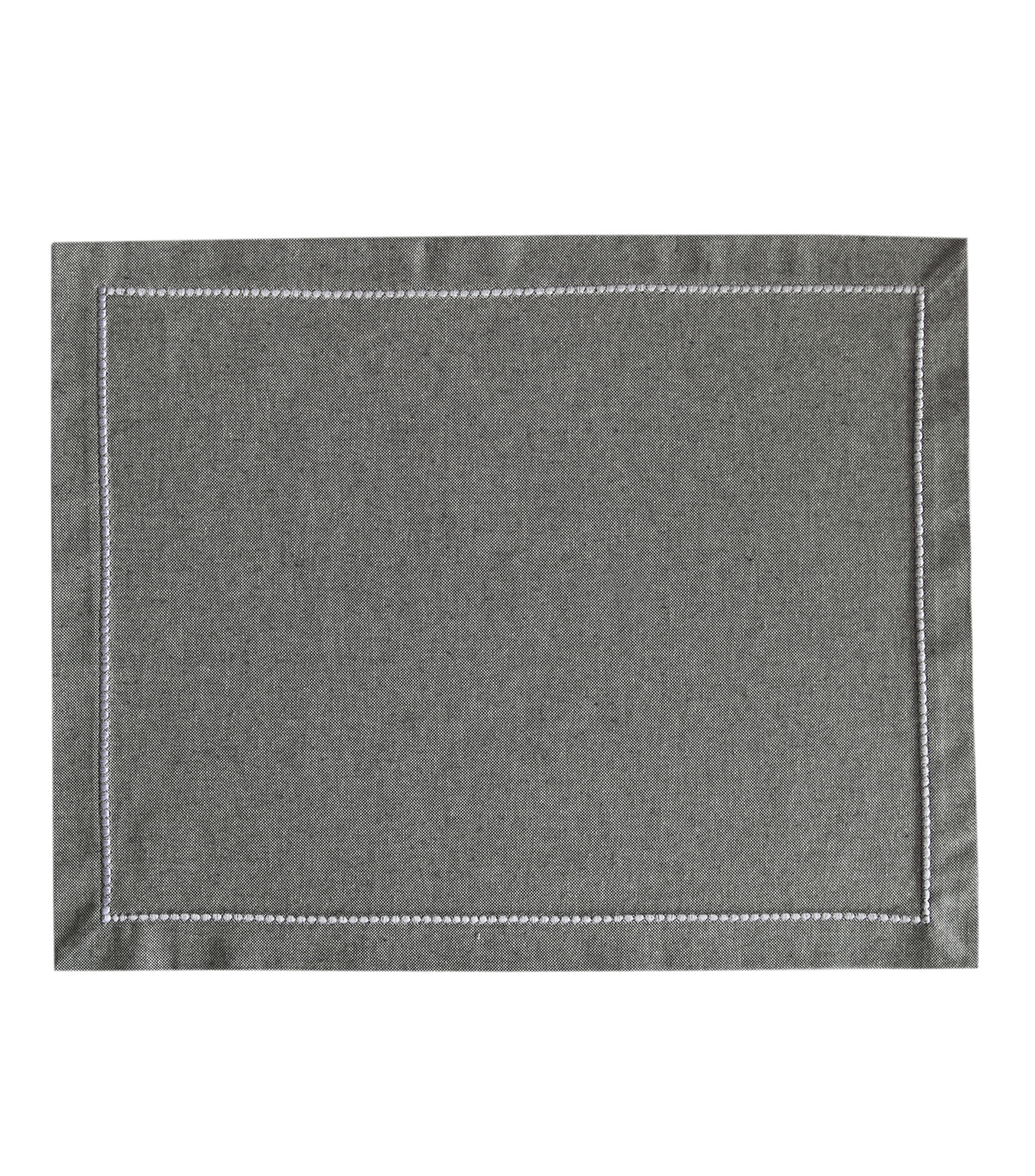 Mantel Individual Algodón Español Gris Bordado en Blanco