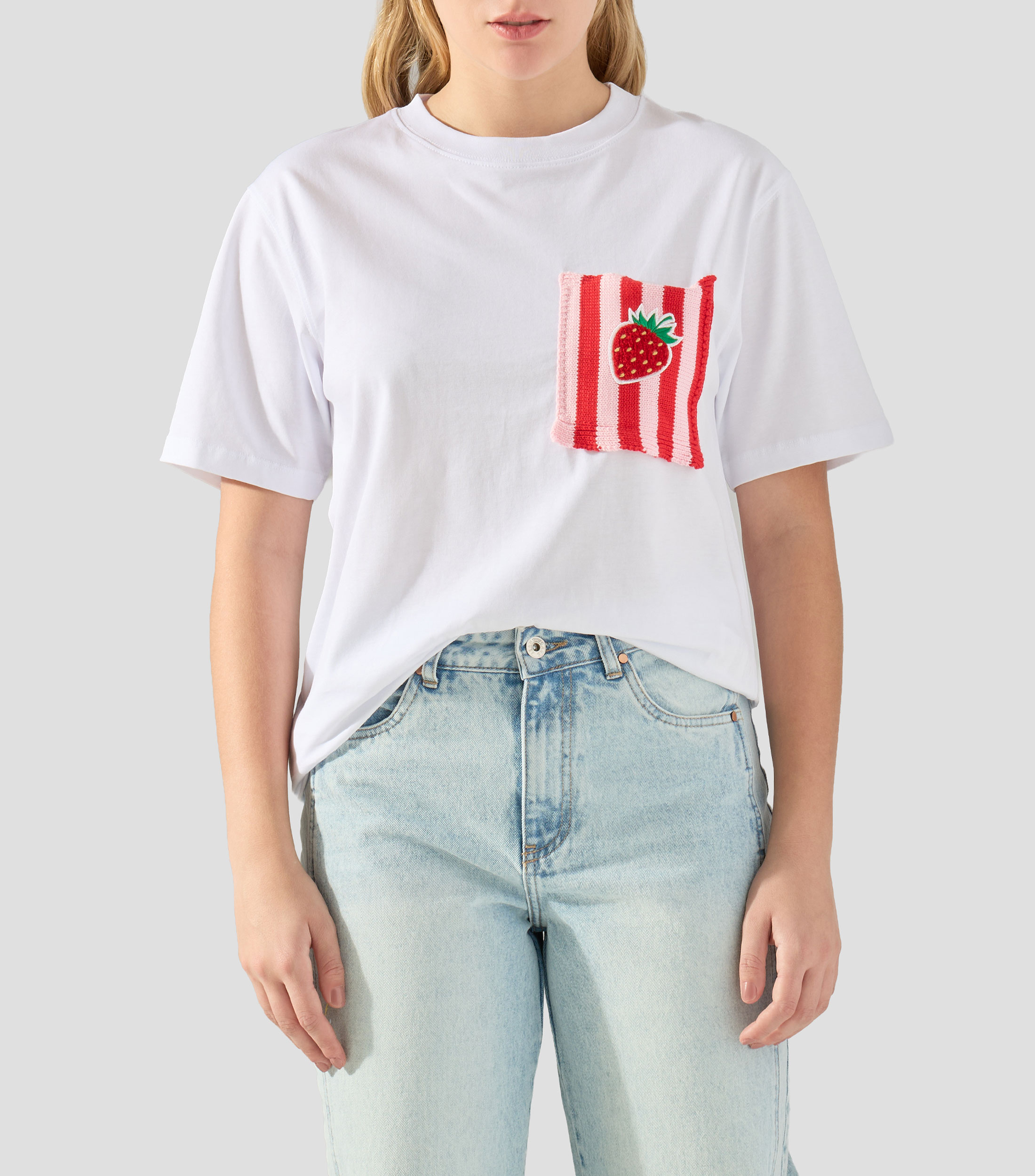 Playera cuello redondo manga corta lisa Mujer