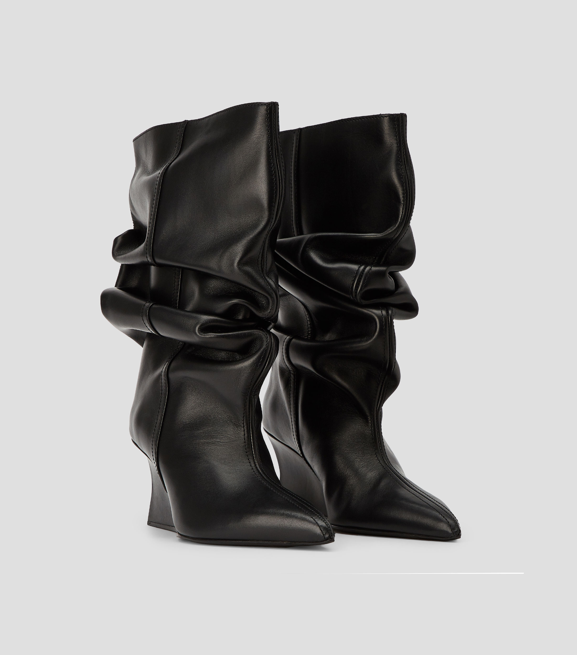 Botines casuales Wedge en piel con tacón medio de cuña Mujer