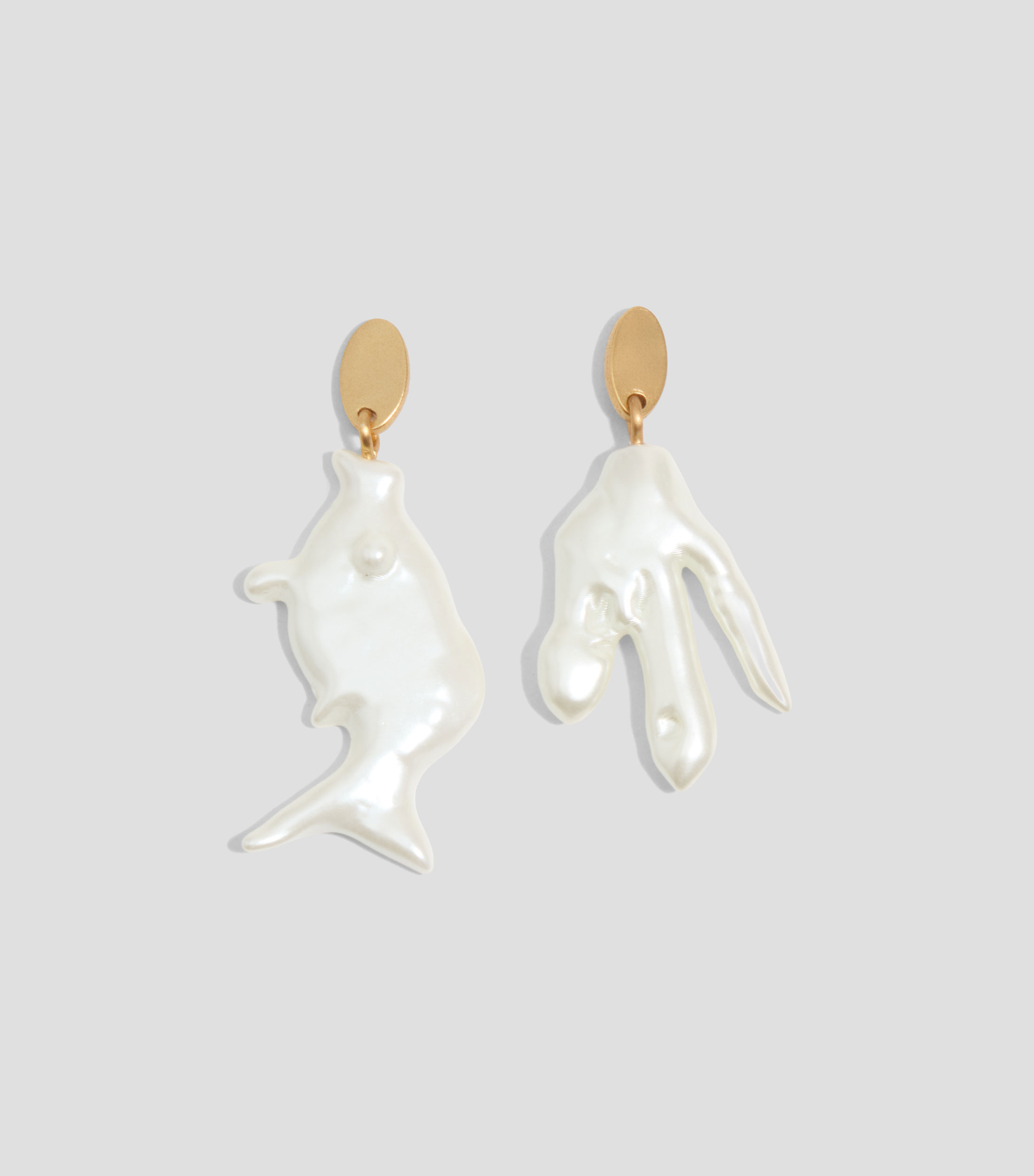 Pendientes pez perla dorado envejecido Mujer