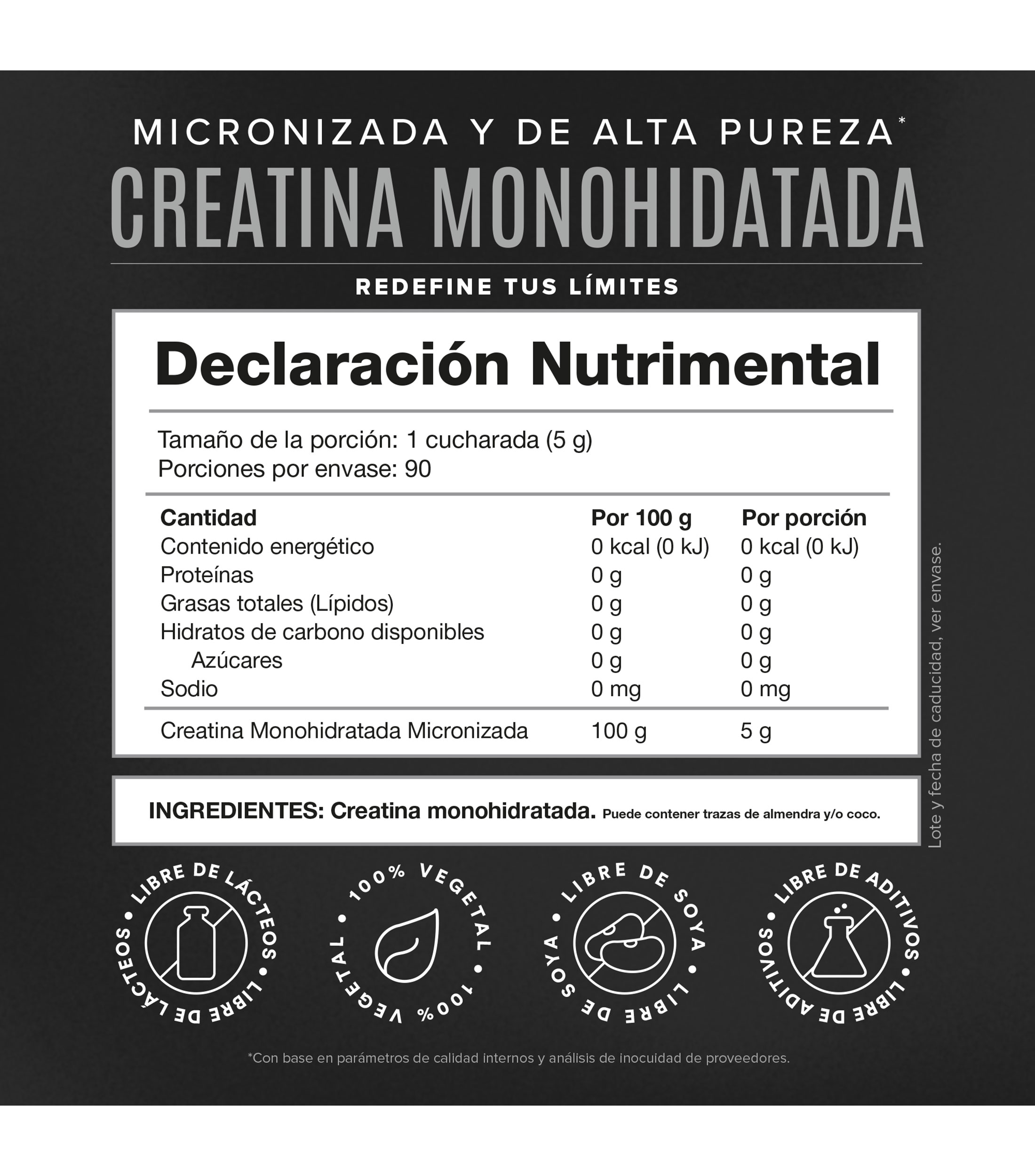 Suplemento alimenticio Creatina Monohidratada, 450 g