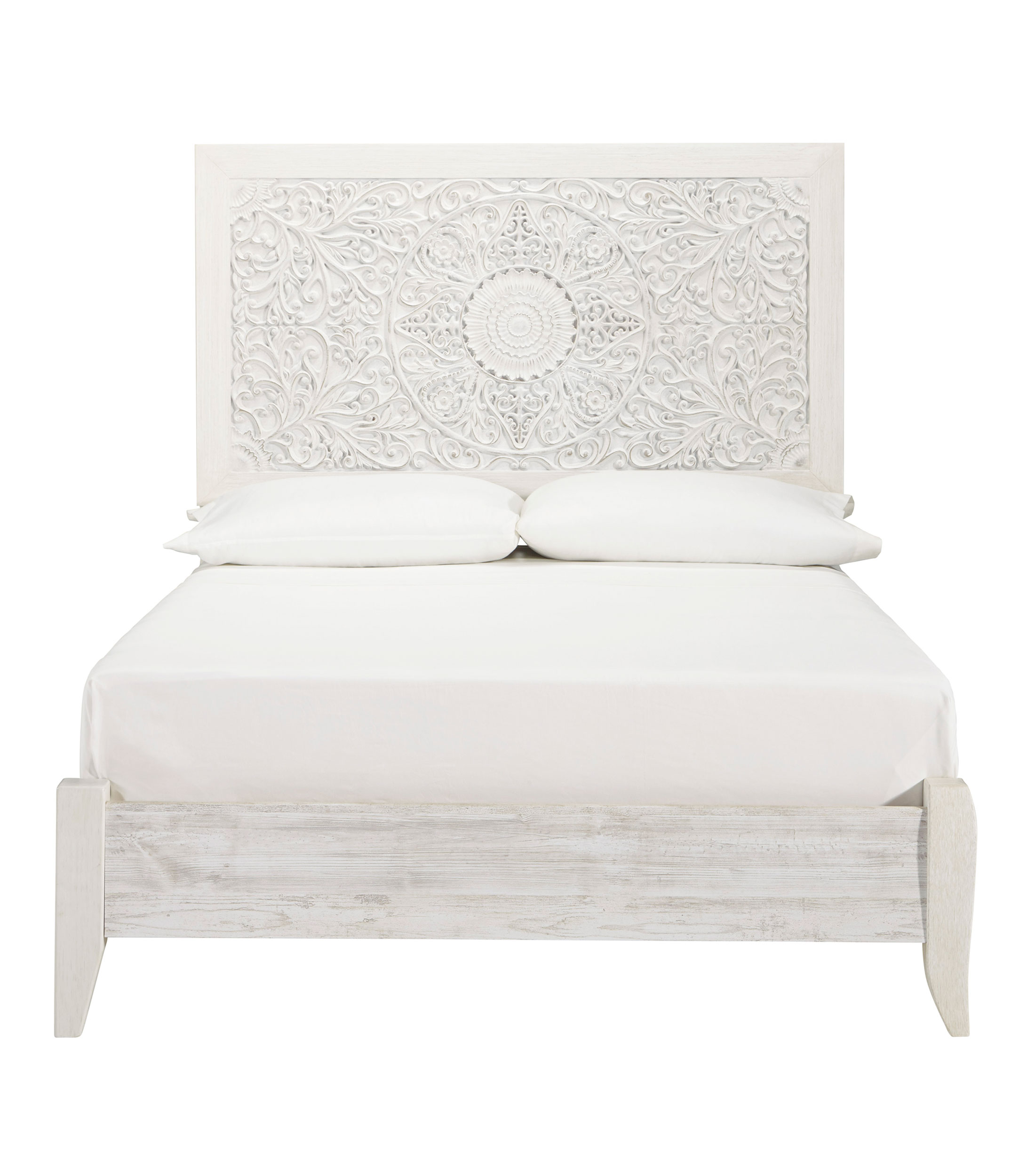 Ashley Base de cama Matrimonial Priyanka en madera Blanca El Palacio