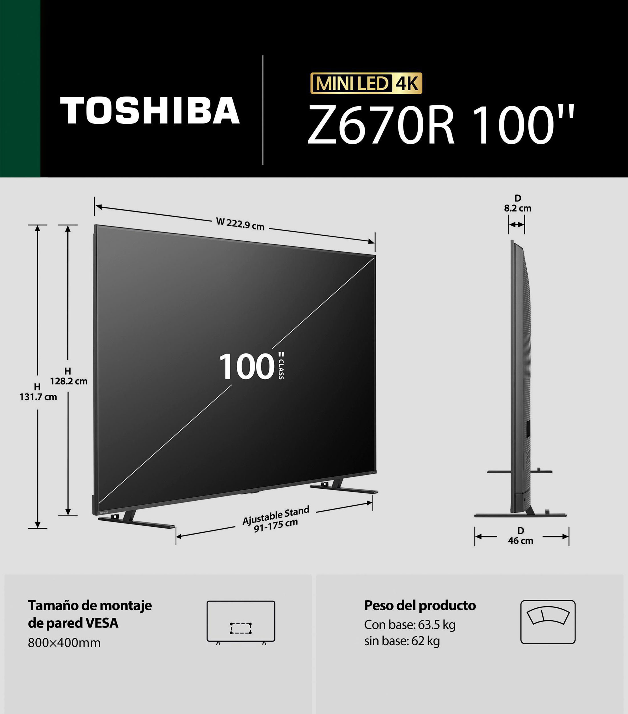 Pantalla 100 Pulgadas Plana MiniLED 4K 100Z670RM FIRE TV