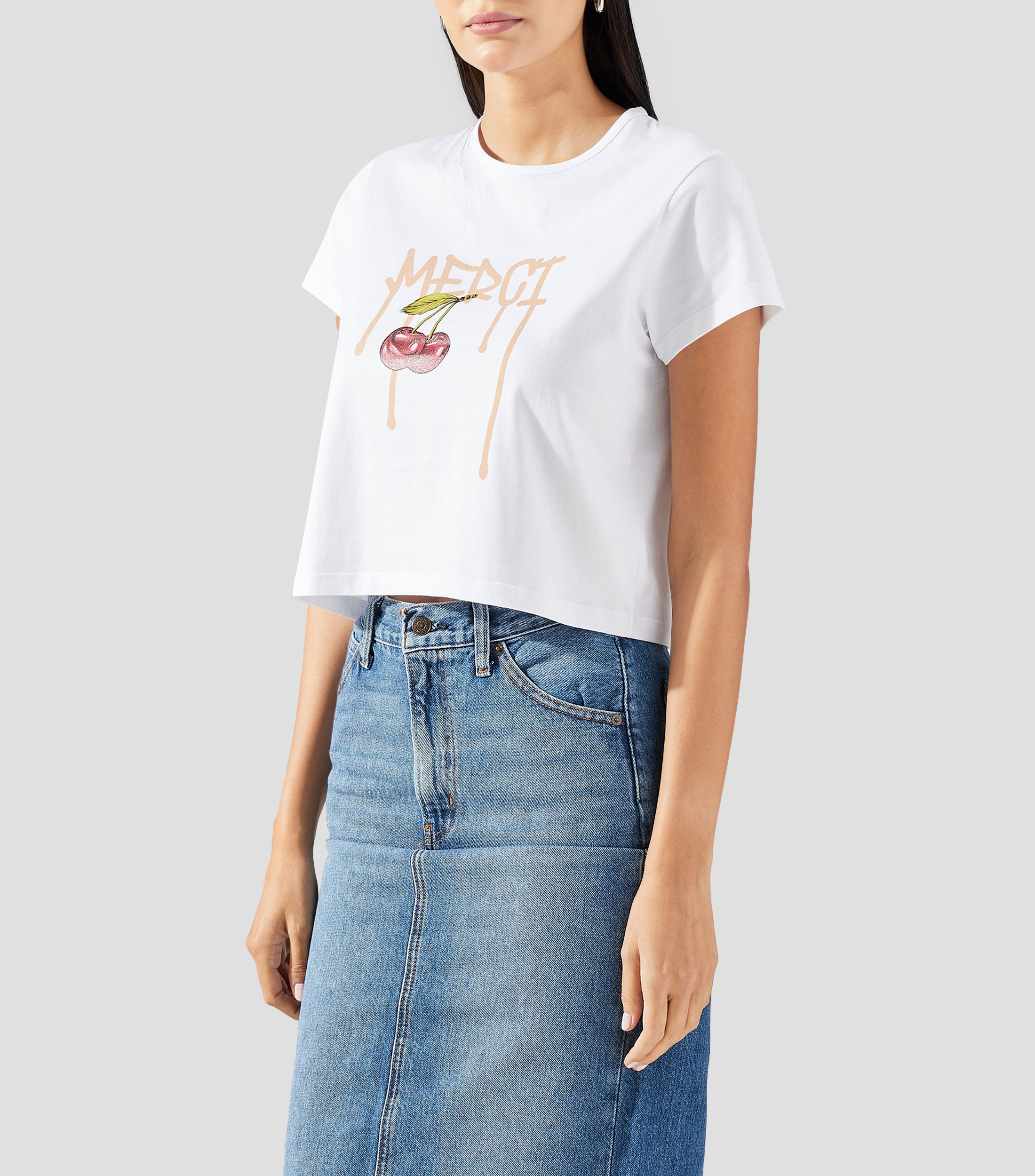 Playera cuello redondo manga corta estampada Mujer