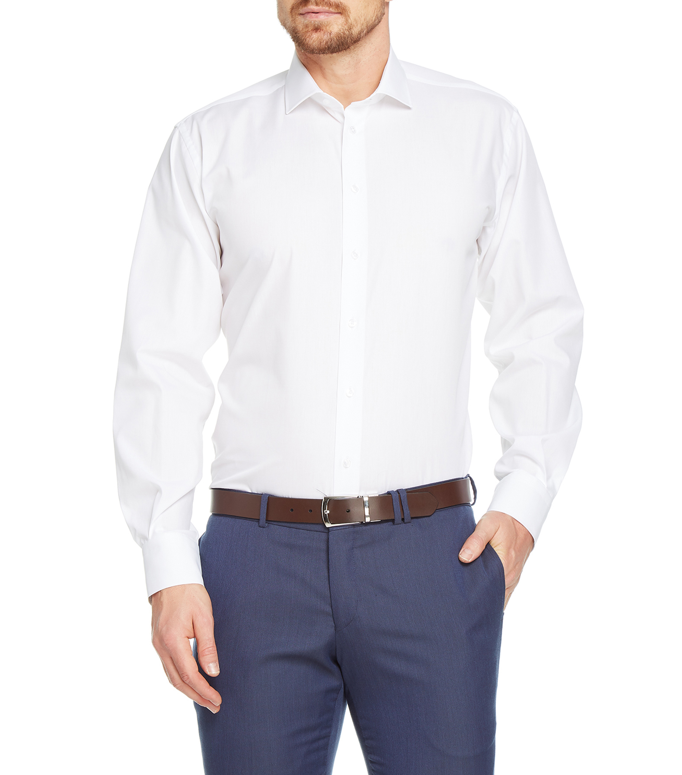 Camisa De Vestir Formal Blanca De Manga Larga