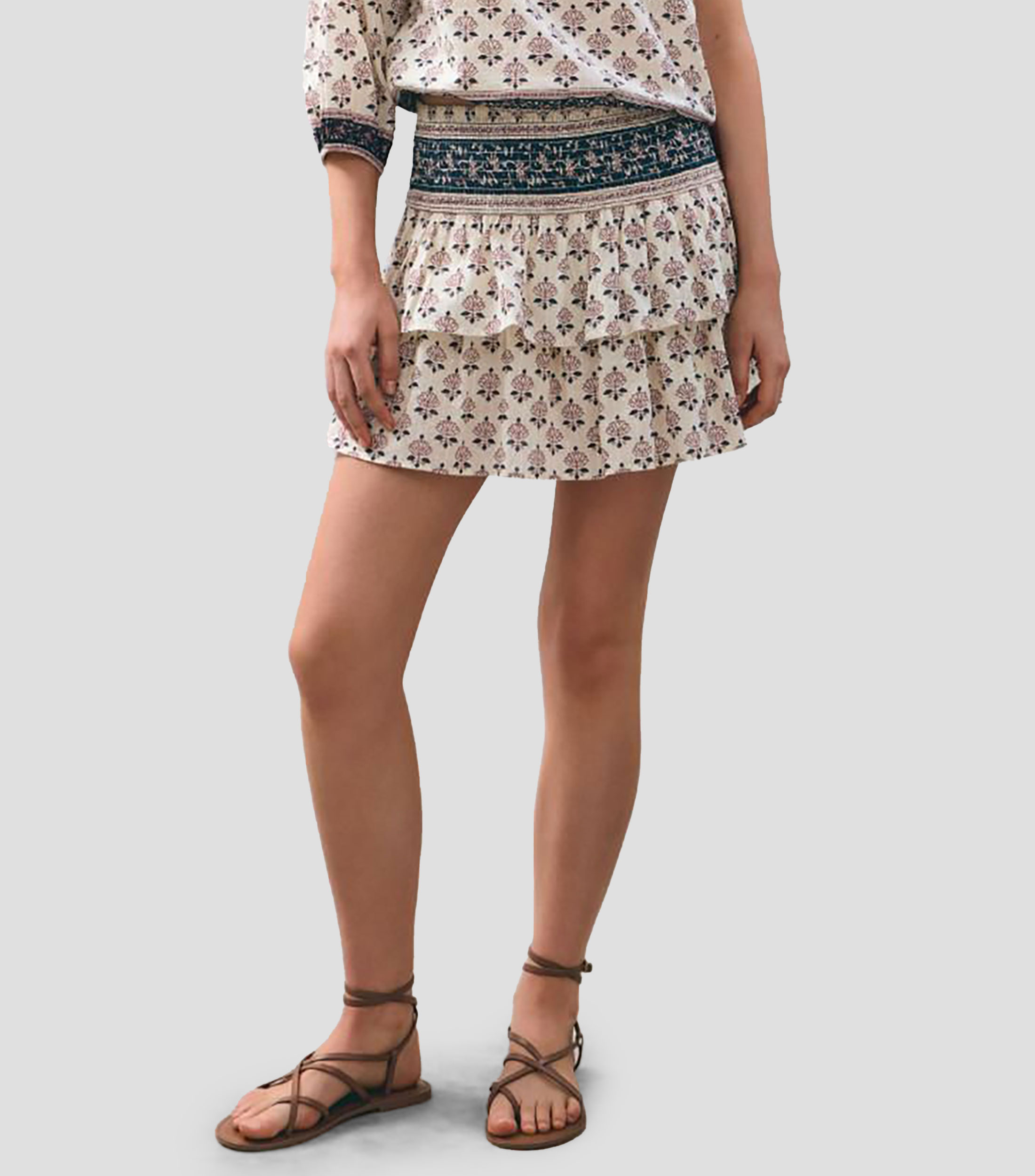 Falda mini Giulia con holanes Mujer