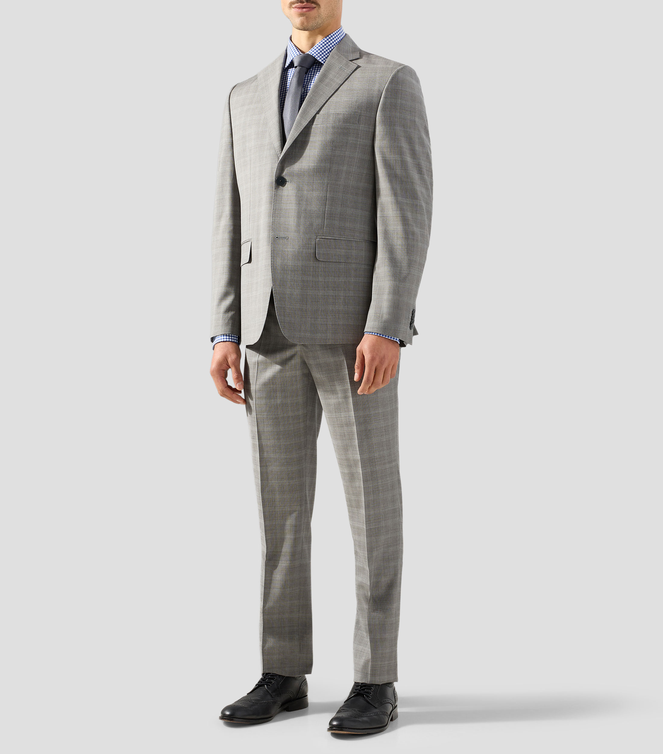 Traje de lana de corte slim con microdiseños Hombre