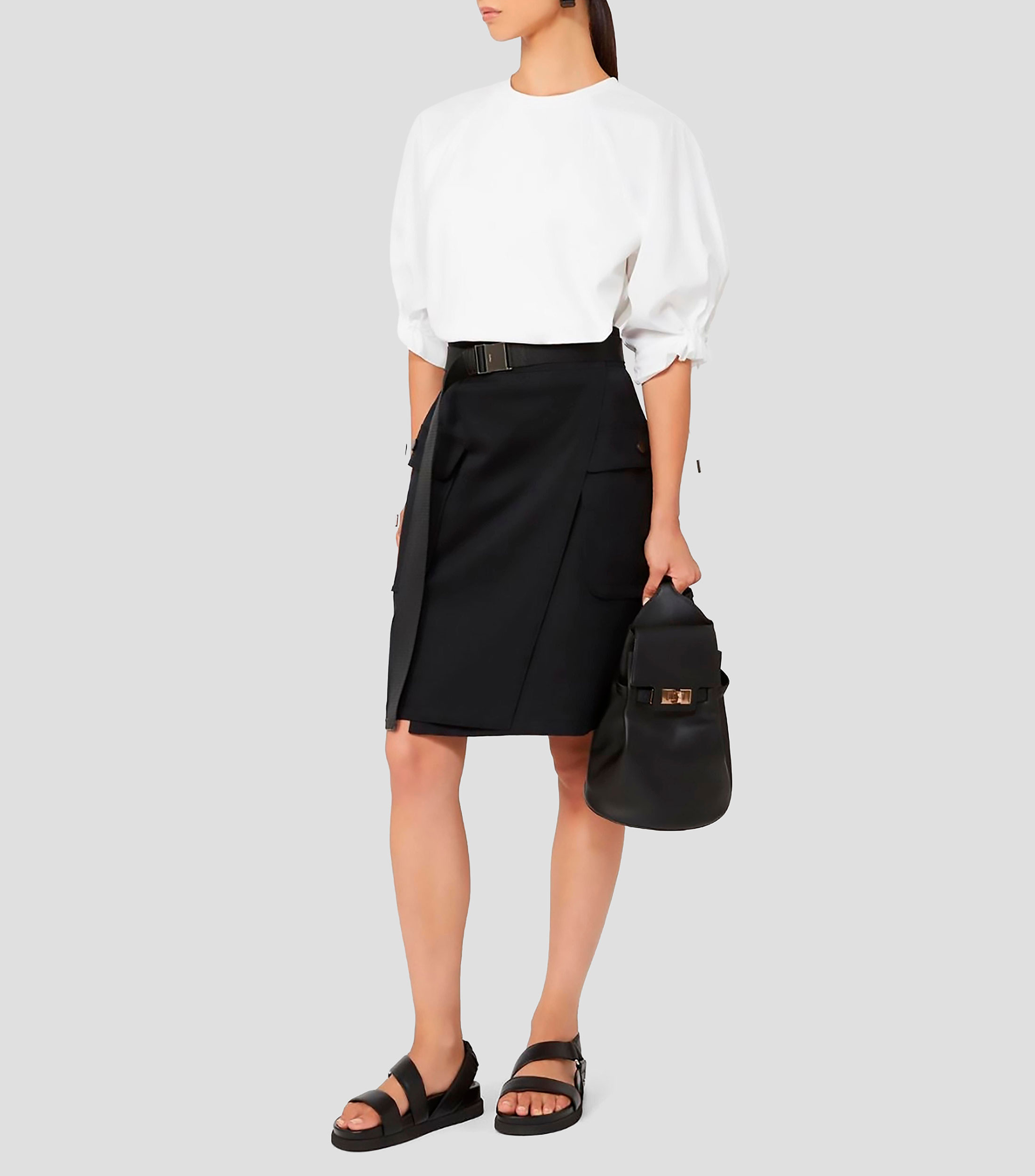 Blusa lisa manga 3/4 Mujer