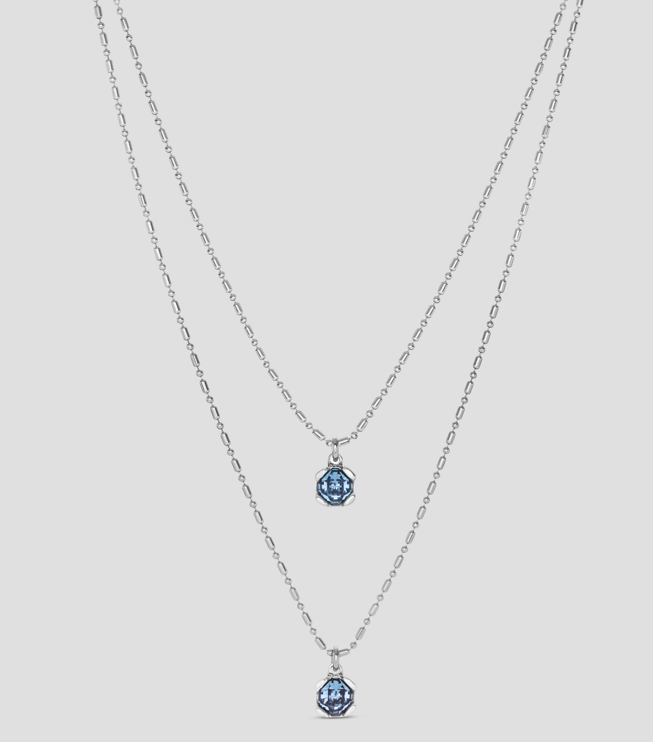 Collar doble en plata Aura Blue Charismatic con cristales facetados Mujer