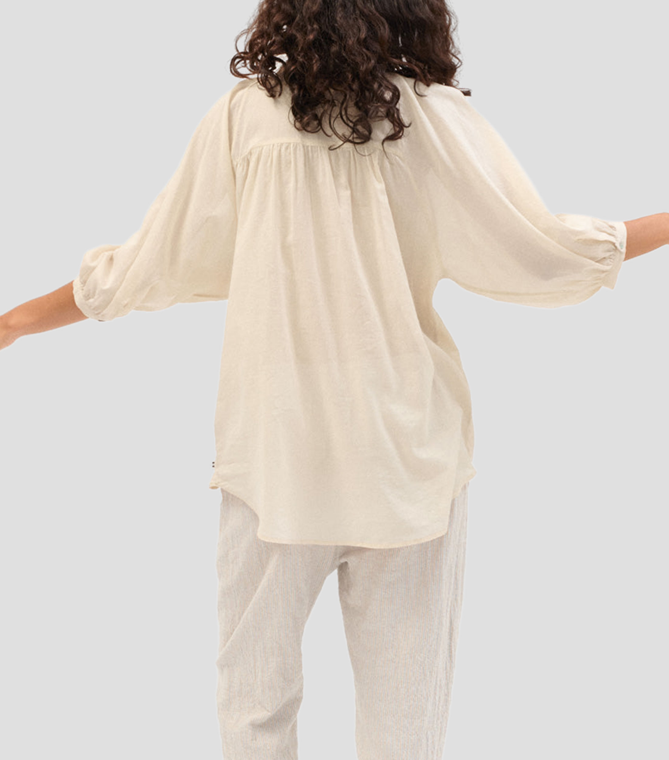 Blusa lisa manga larga Mujer