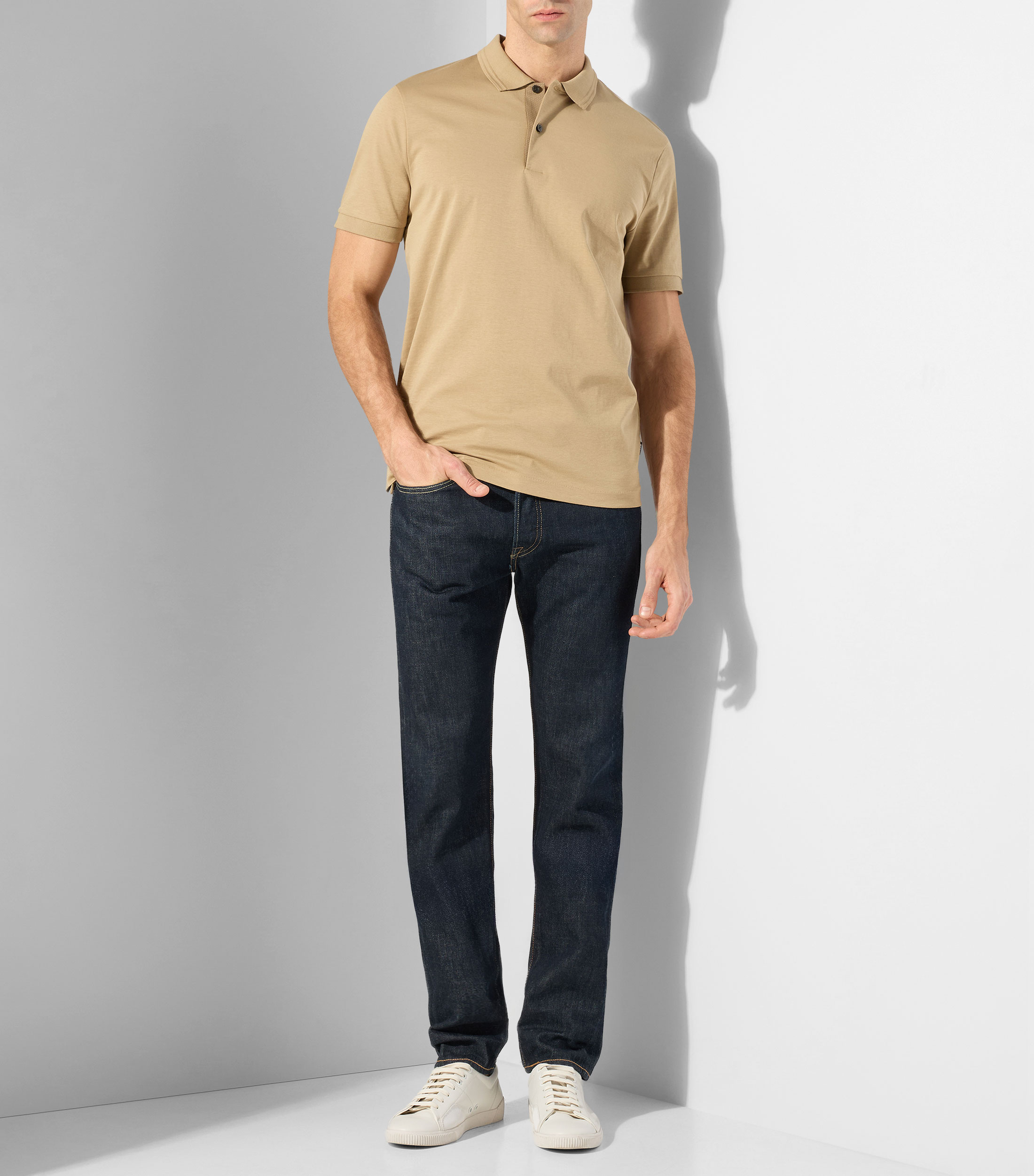 Playera polo de algodón con monograma en el interior de la tapeta Hombre